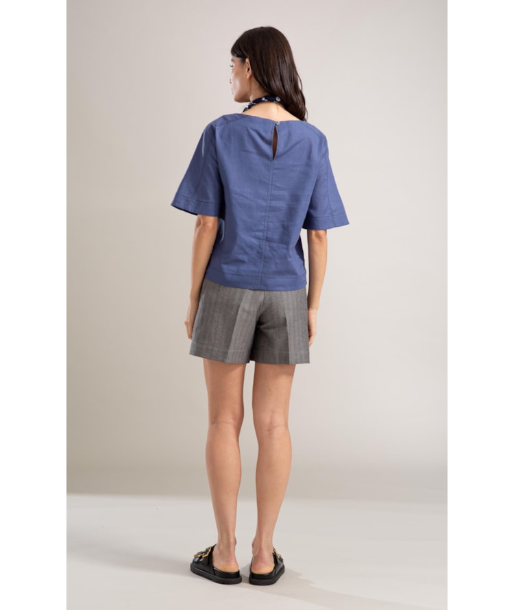 Blusa Linho  Julia Azul Jeans