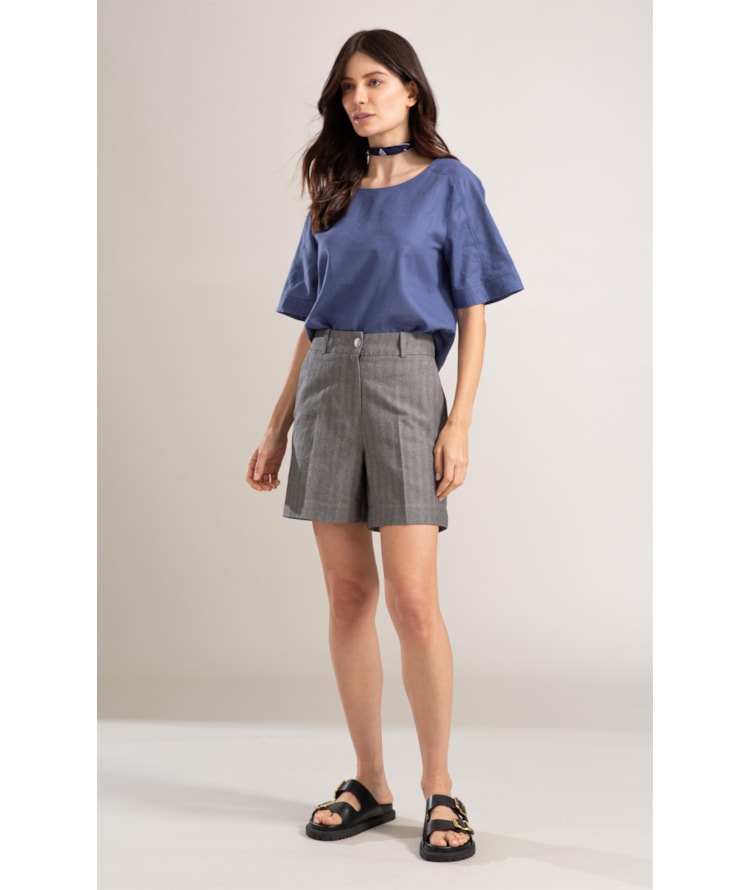 Blusa Linho  Julia Azul Jeans