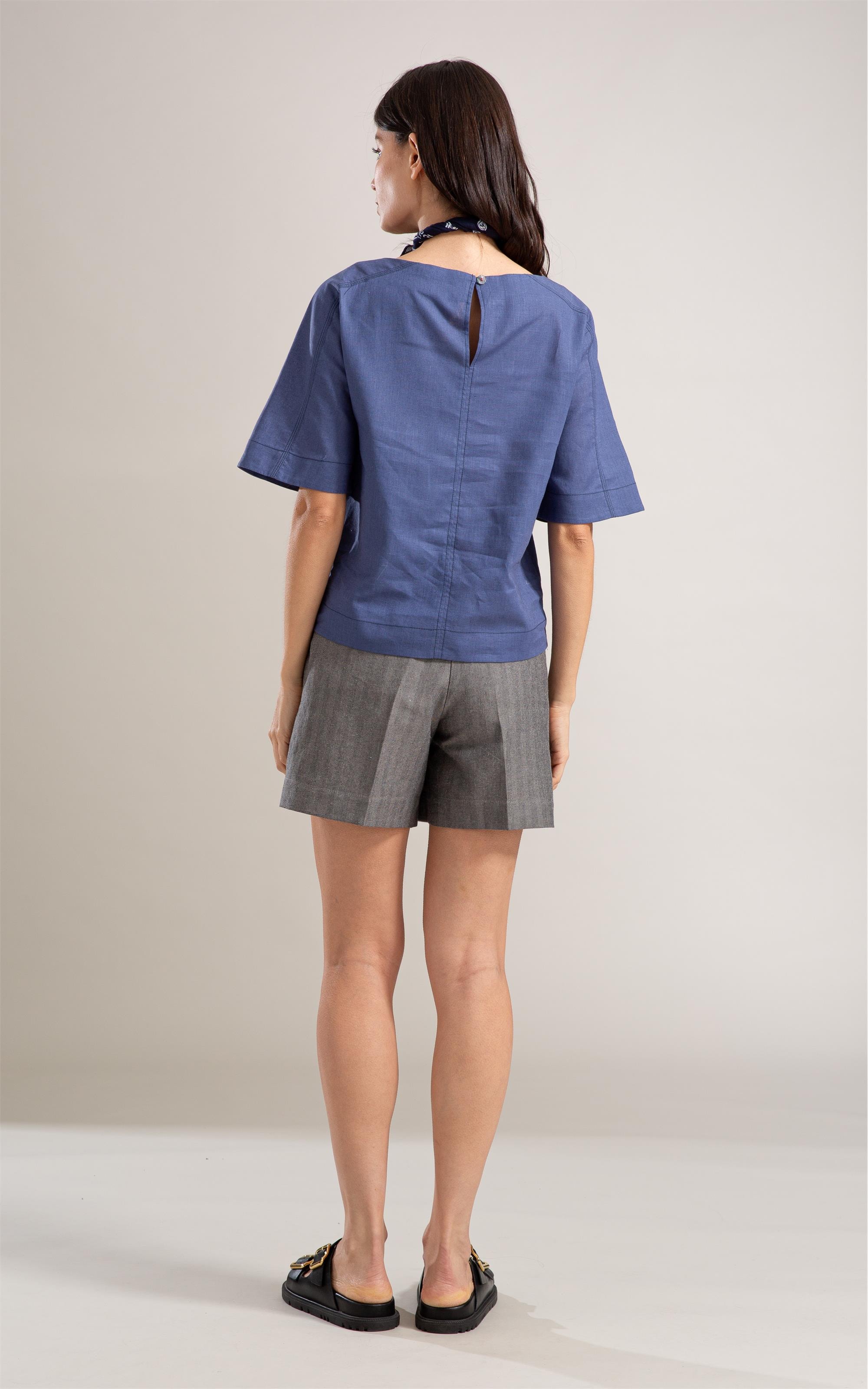 Blusa Linho  Julia Azul Jeans