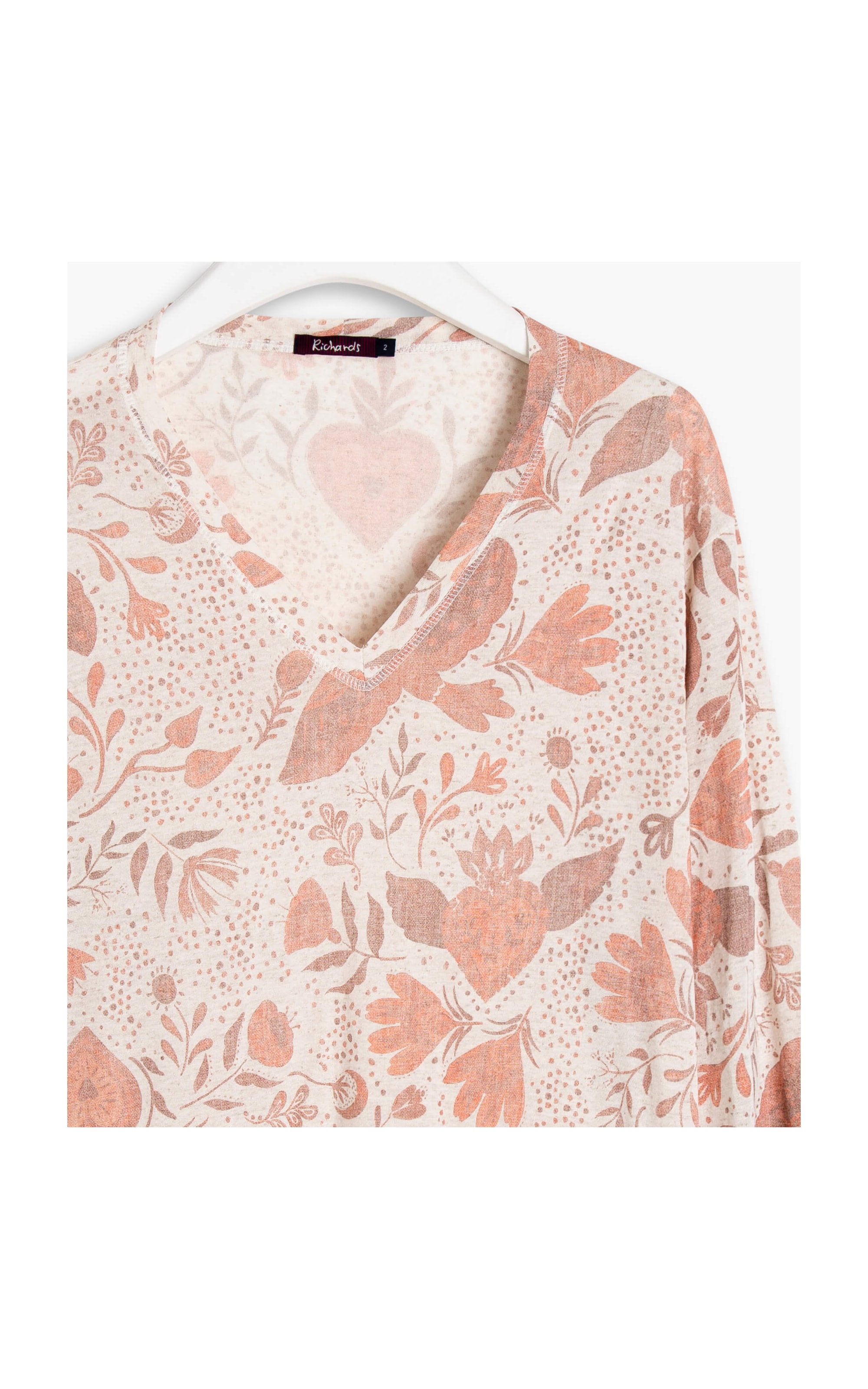 Blusa Linho  Juma Estampa Corazón Vermelho