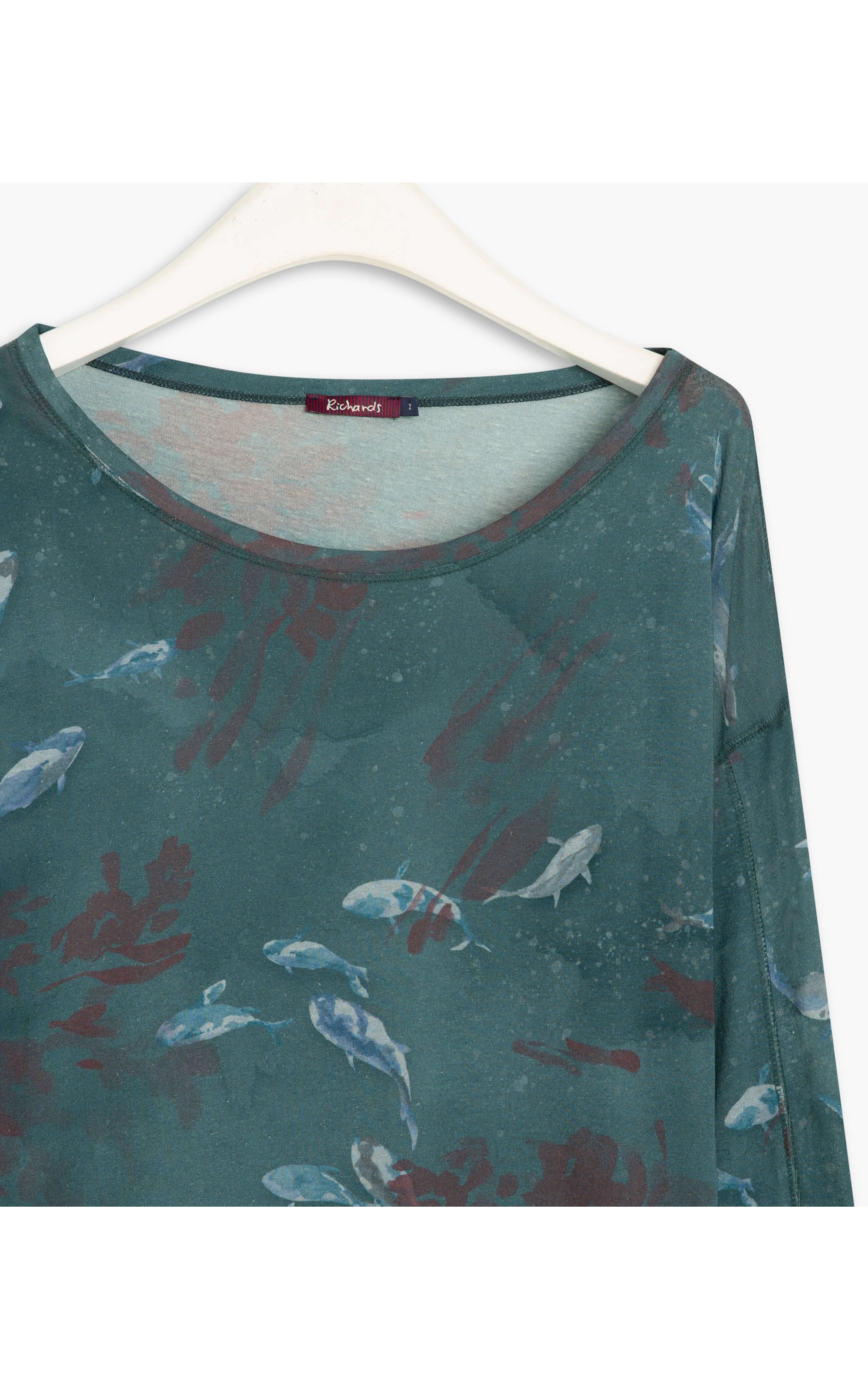 Blusa Linho  Kei Estampa Carpas Verde