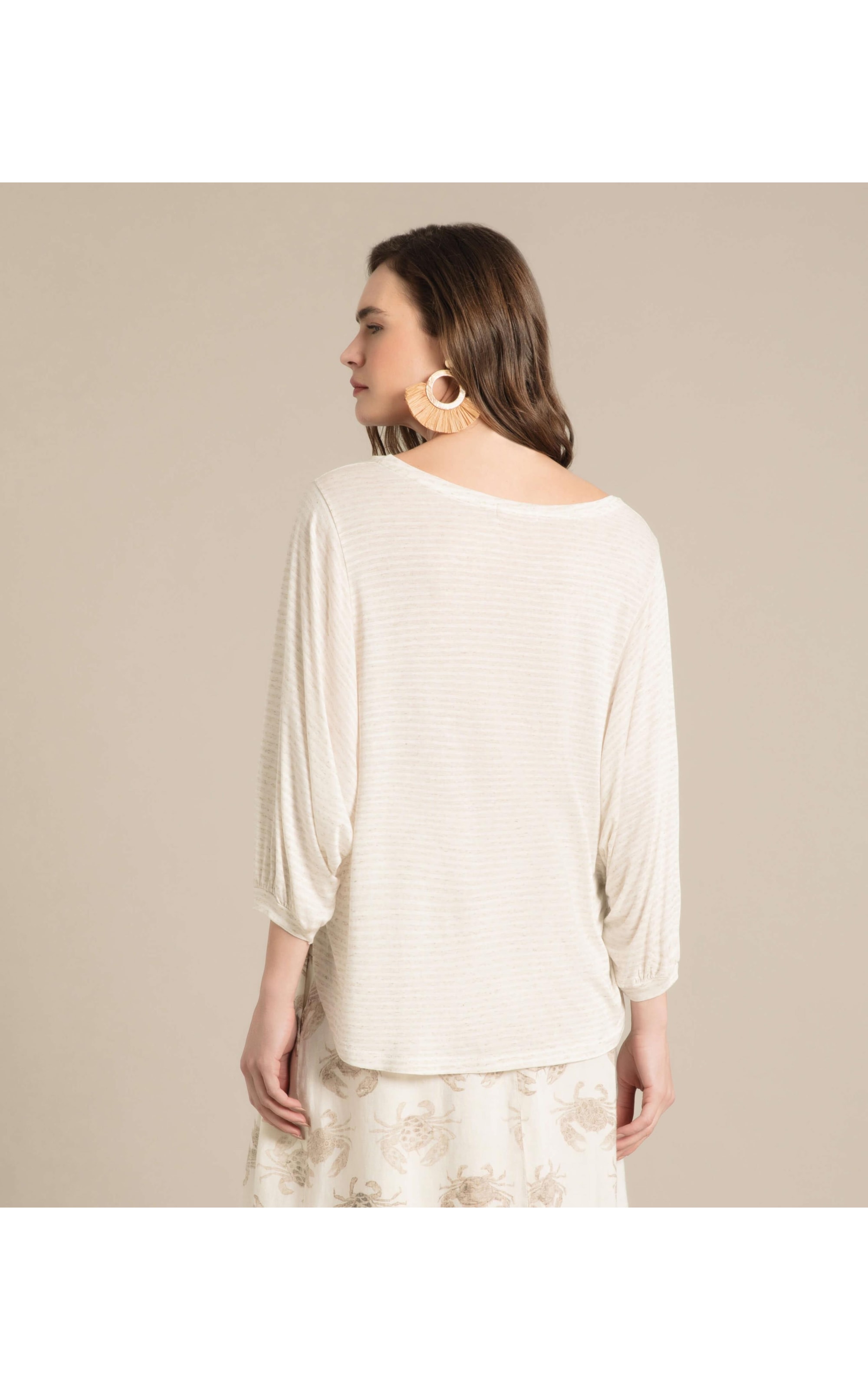 Blusa Linho  Kilikina  Listrada Natural
