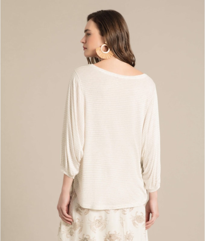 Blusa Linho  Kilikina  Listrada Natural