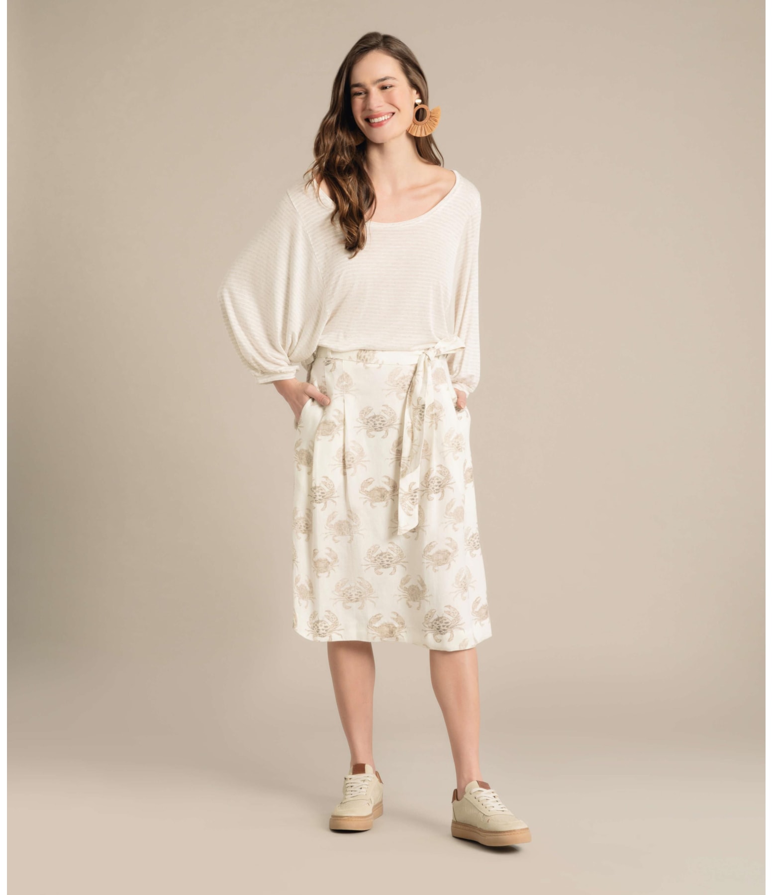 Blusa Linho  Kilikina  Listrada Natural