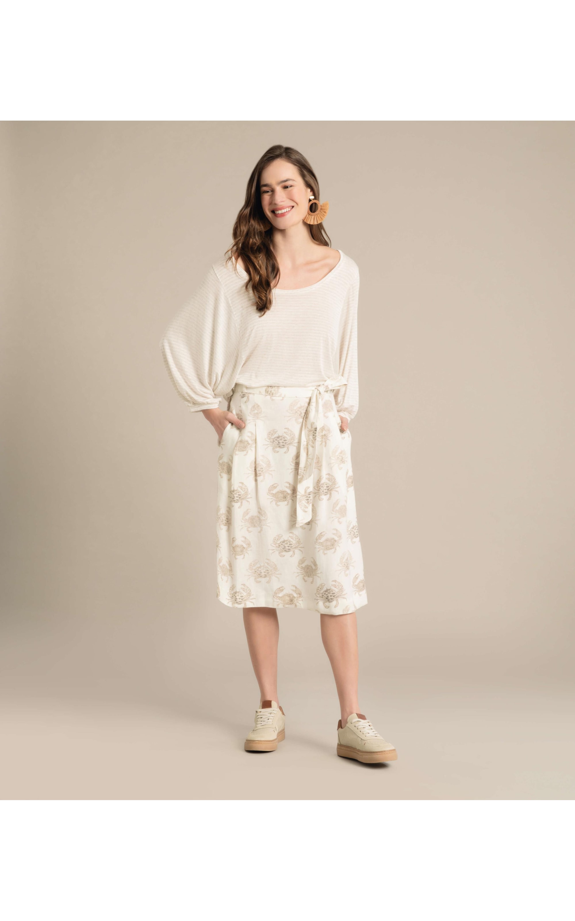 Blusa Linho  Kilikina  Listrada Natural
