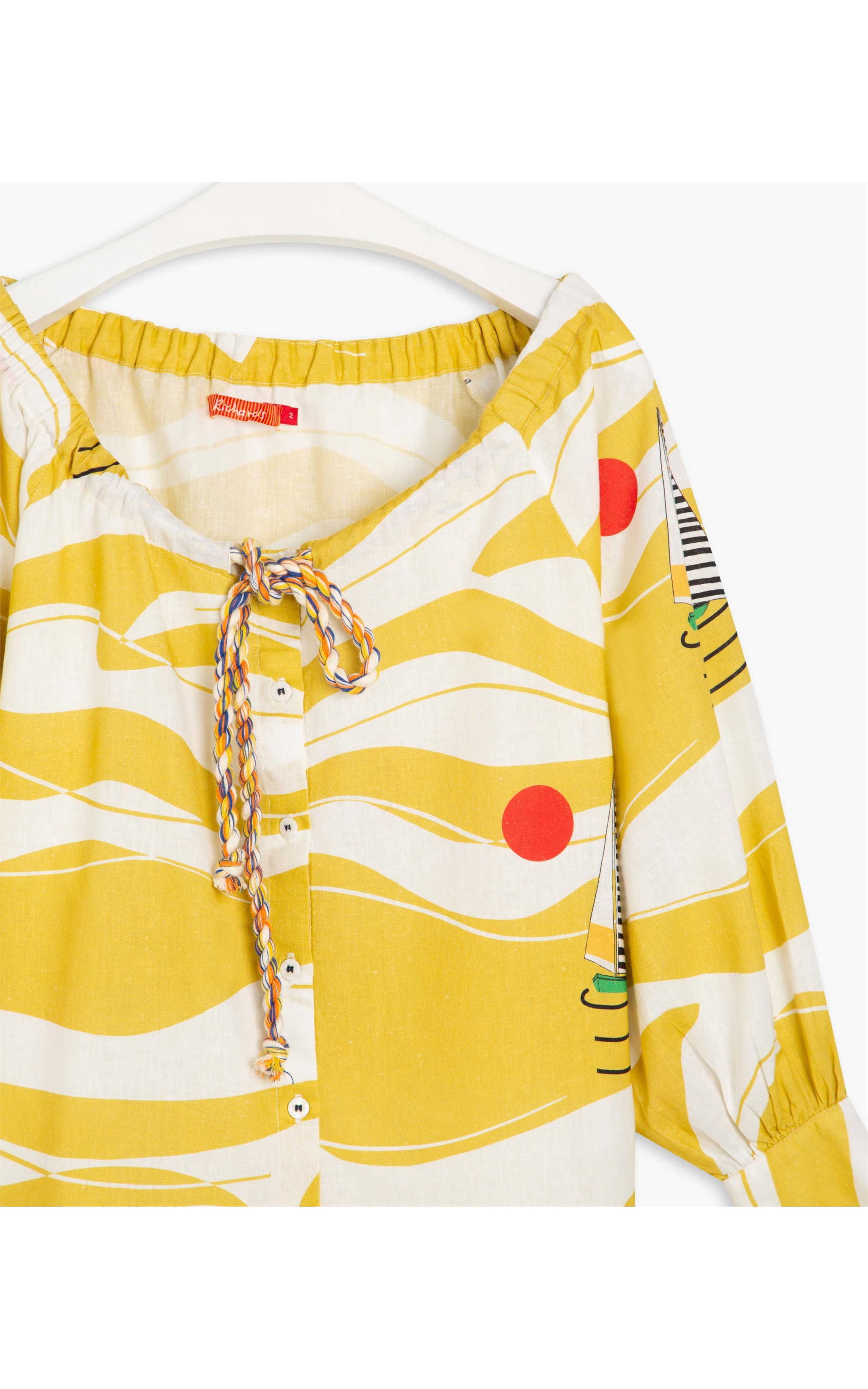  Blusa Linho  Kira Ondas Amarelo