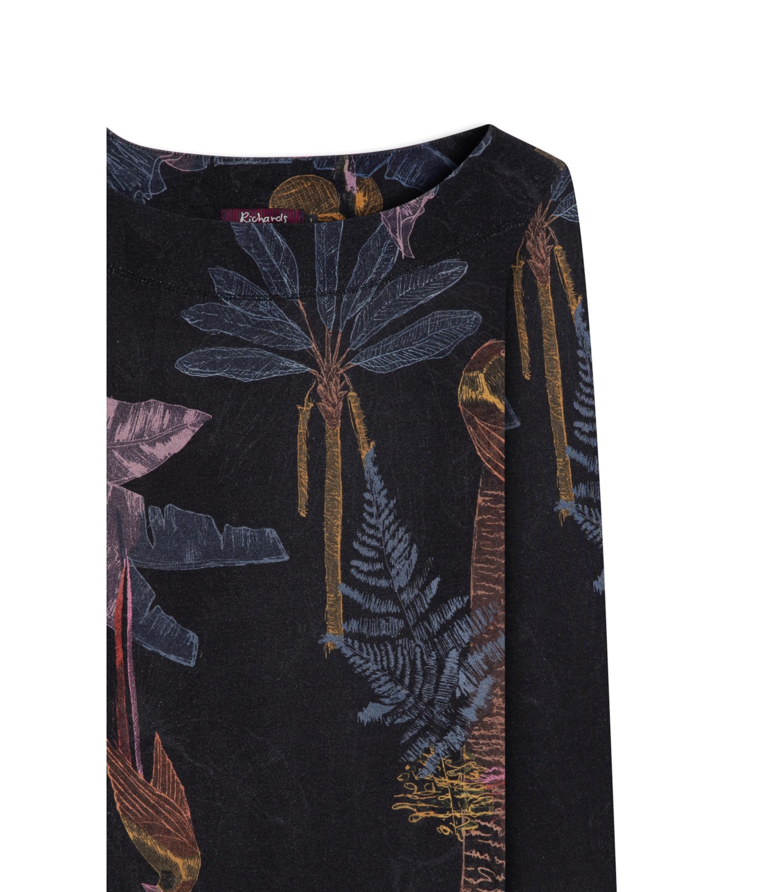 Blusa Linho  Kita Estampa Paradise Preto