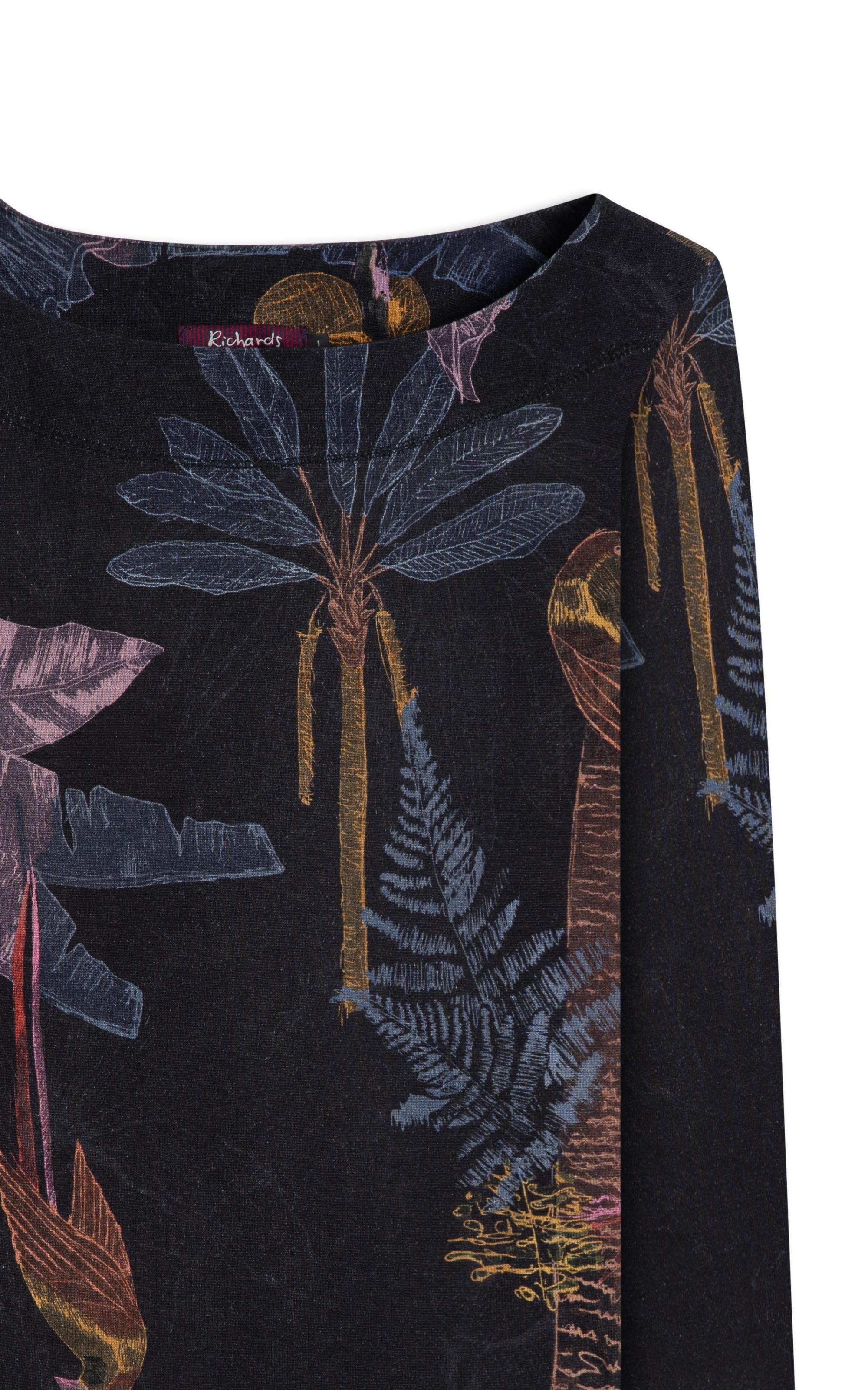 Blusa Linho  Kita Estampa Paradise Preto
