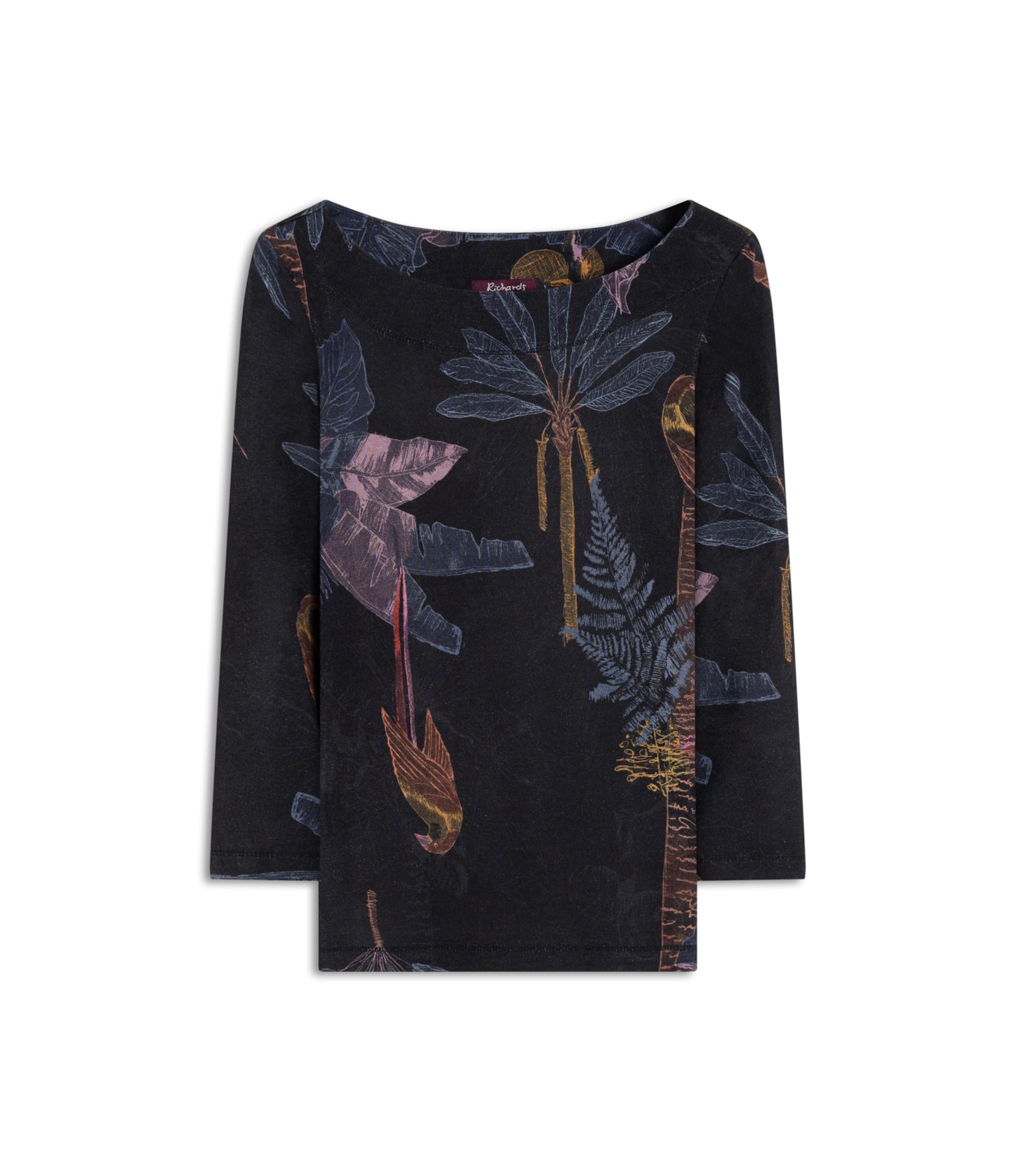 Blusa Linho  Kita Estampa Paradise Preto