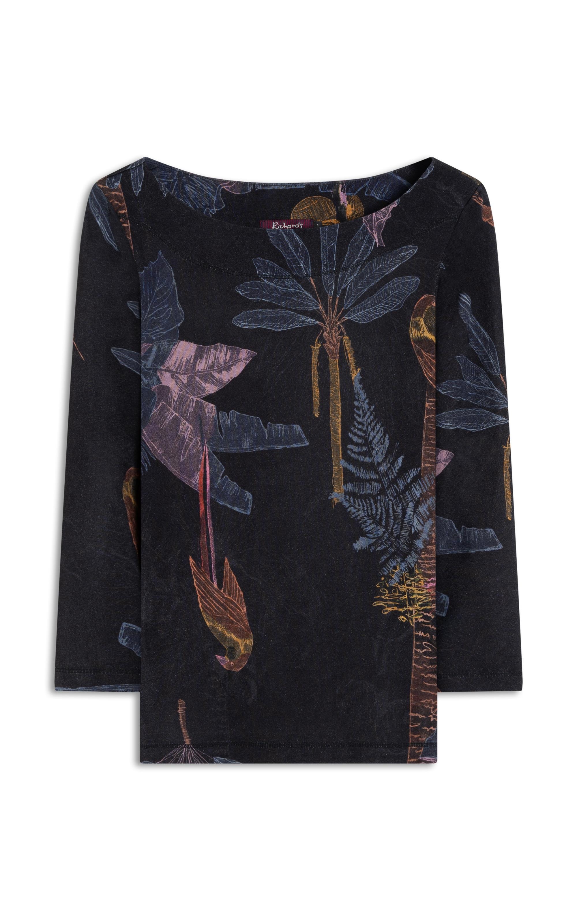 Blusa Linho  Kita Estampa Paradise Preto