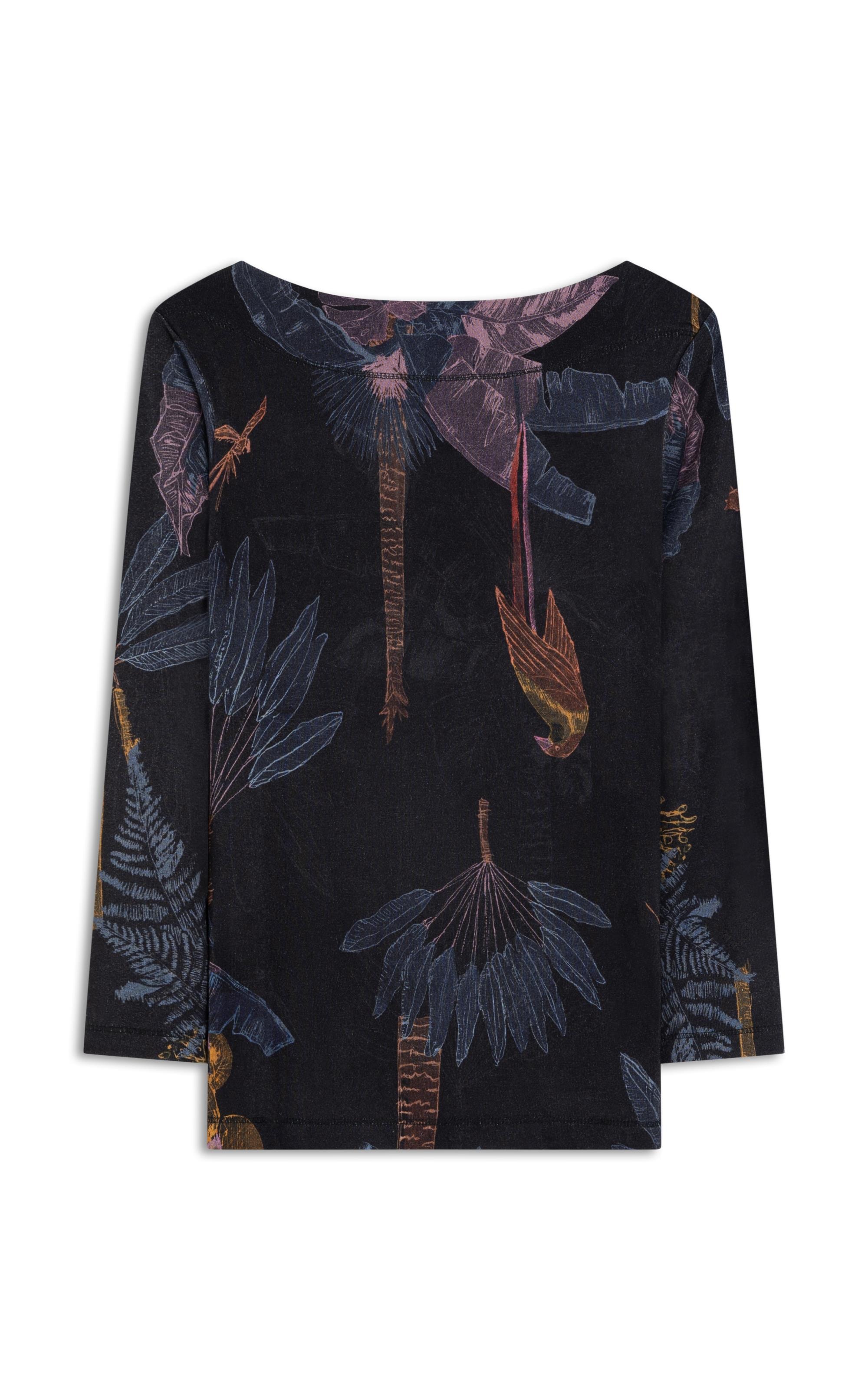 Blusa Linho  Kita Estampa Paradise Preto