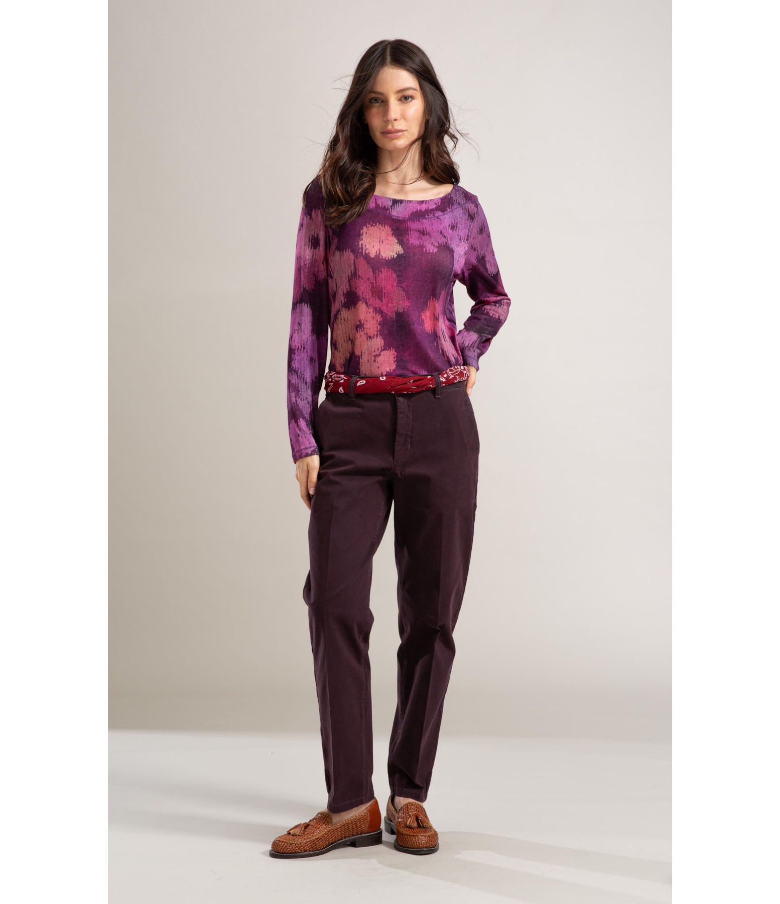 Blusa Linho  Kita Estampa Velvet Roxo