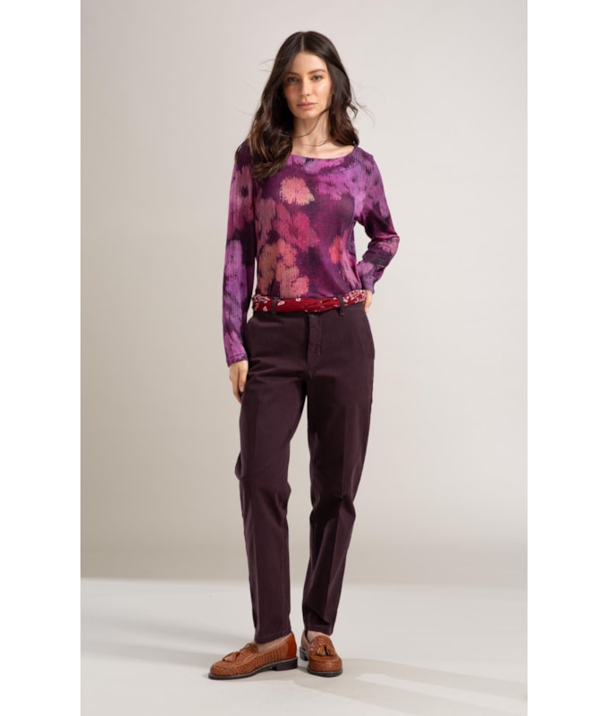 Blusa Linho  Kita Estampa Velvet Roxo