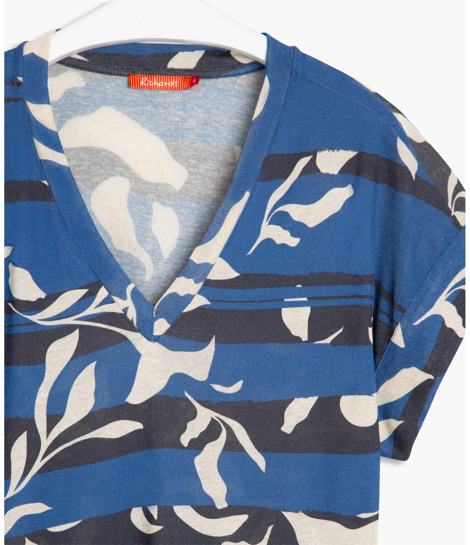 Blusa Linho  Lele Est. Elementos Listra Azul Bic