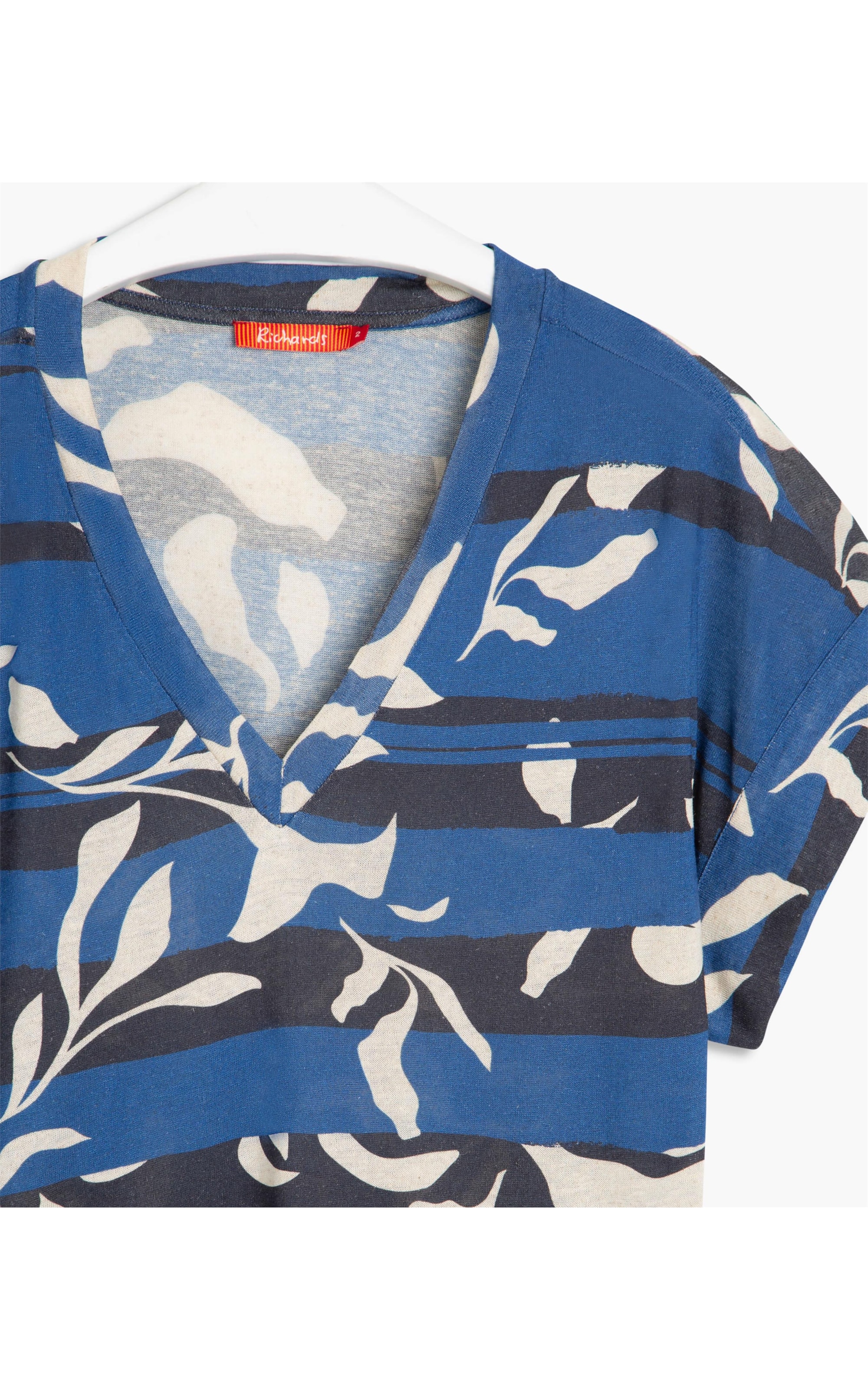 Blusa Linho  Lele Est. Elementos Listra Azul Bic