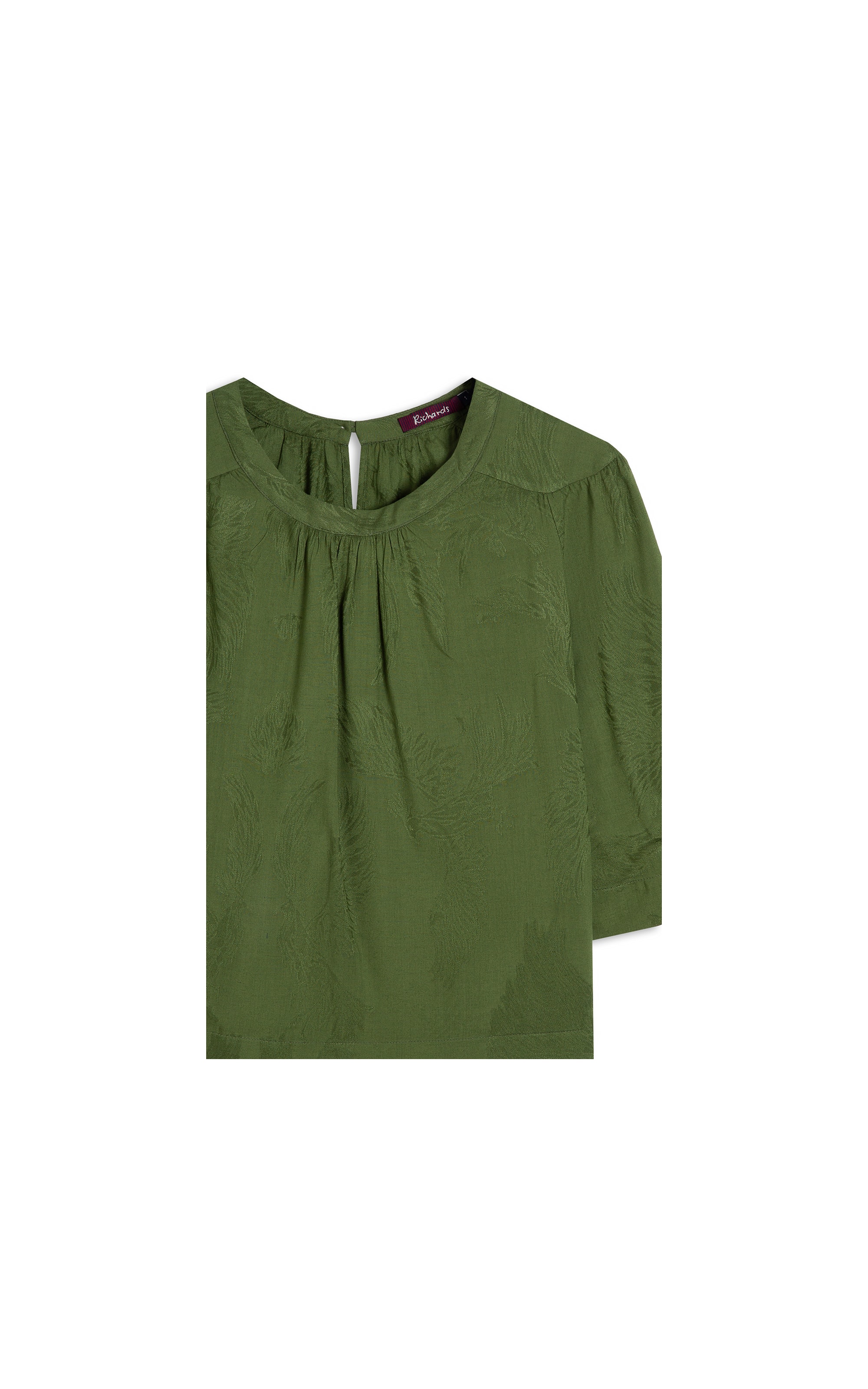 Blusa Linho  Lila Jacquard Verde Militar