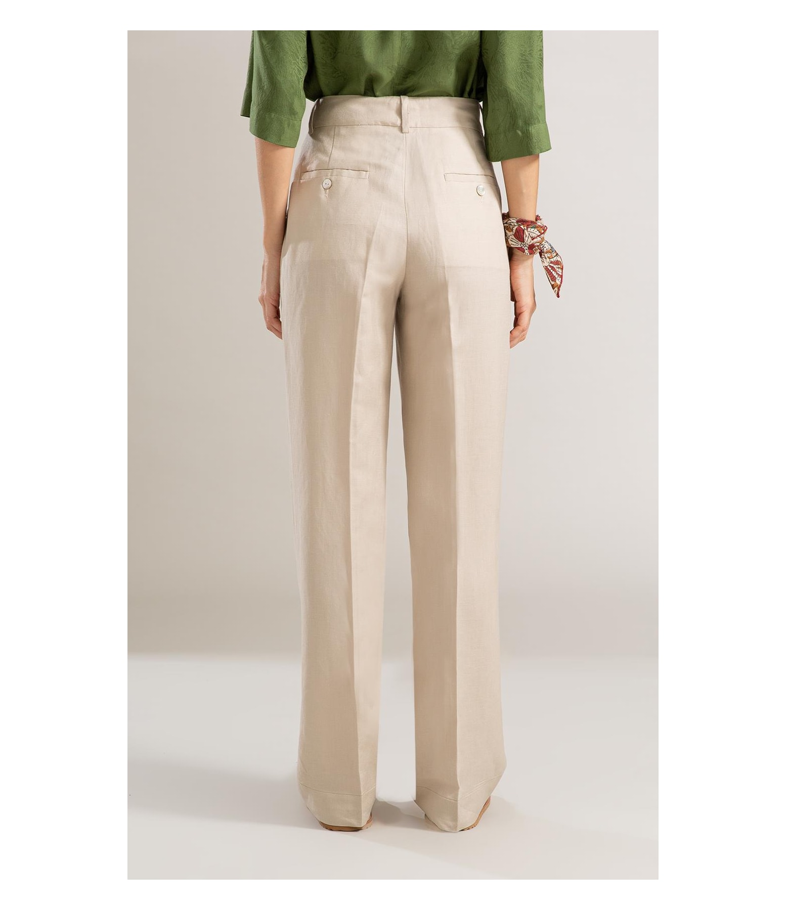 Blusa Linho  Lila Jacquard Verde Militar