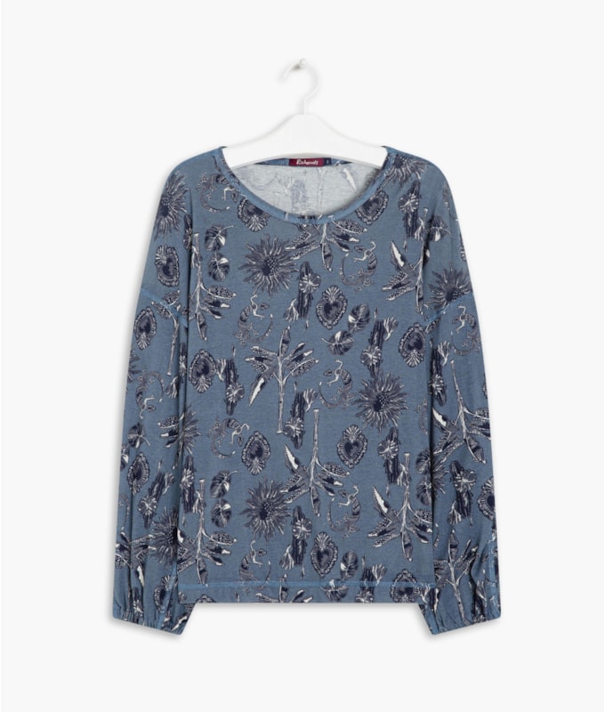 Blusa Linho  Lucy Est. Mini Icons Dark Navy