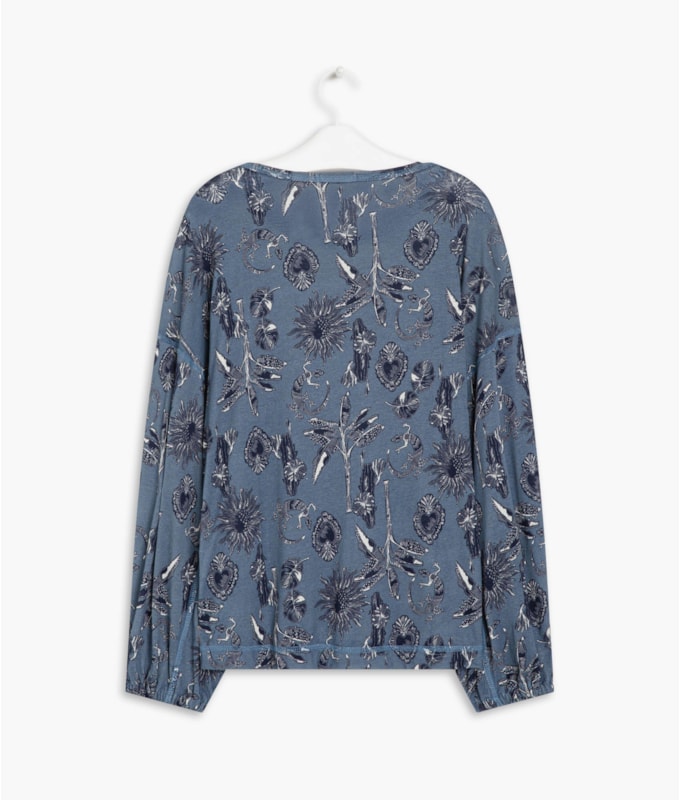 Blusa Linho  Lucy Est. Mini Icons Dark Navy