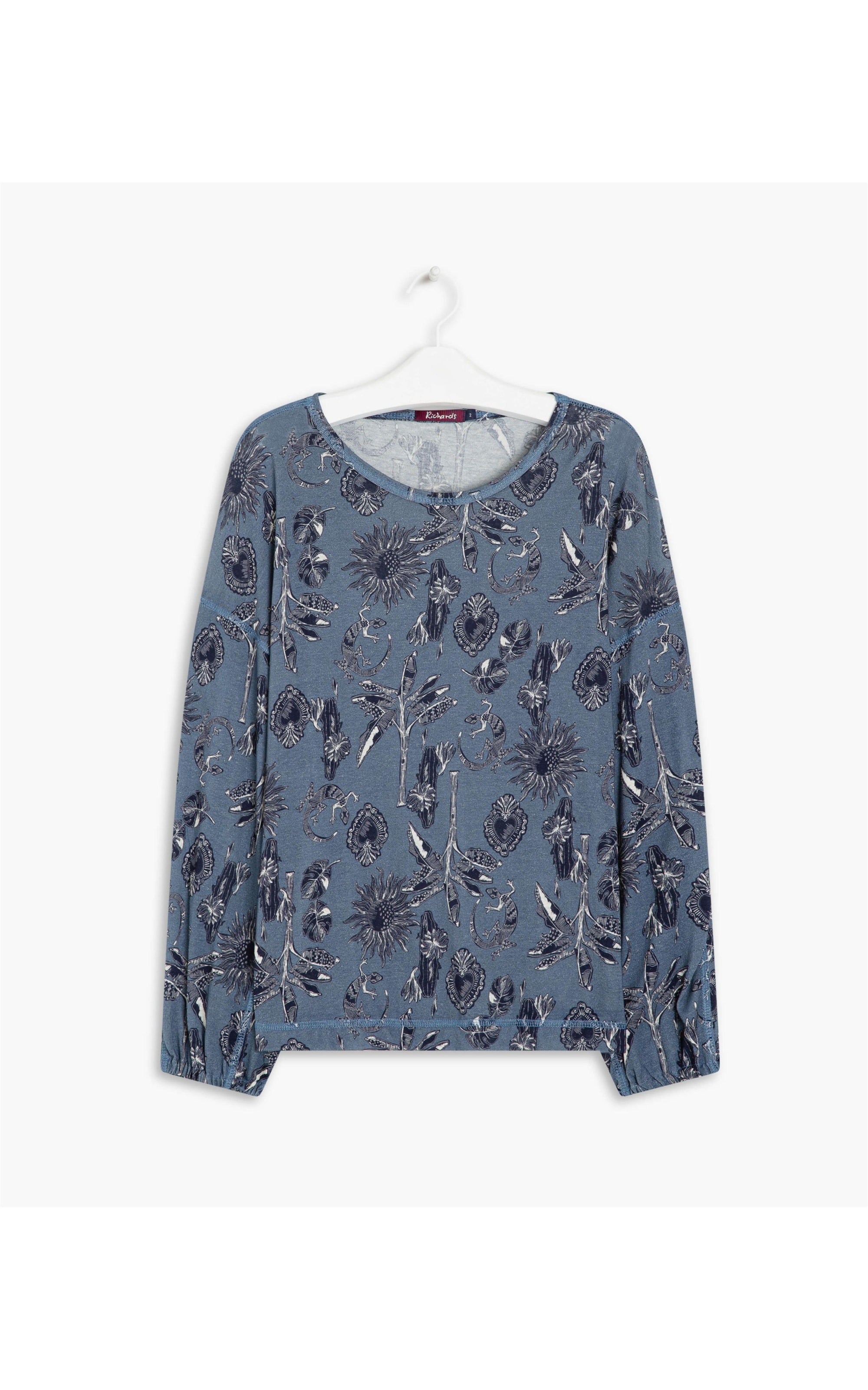 Blusa Linho  Lucy Est. Mini Icons Dark Navy