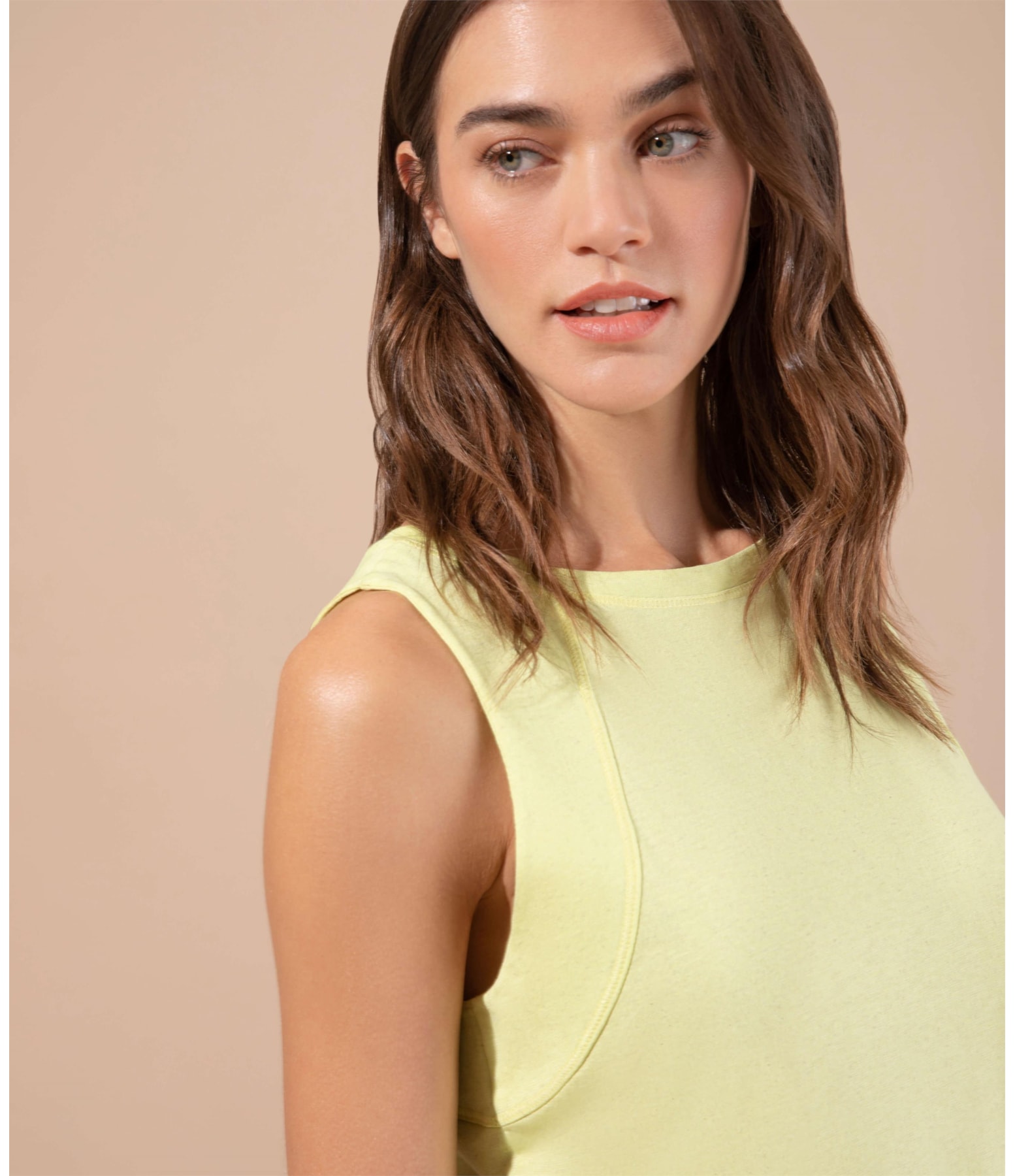 Blusa Linho  Luna  Liso Lemon
