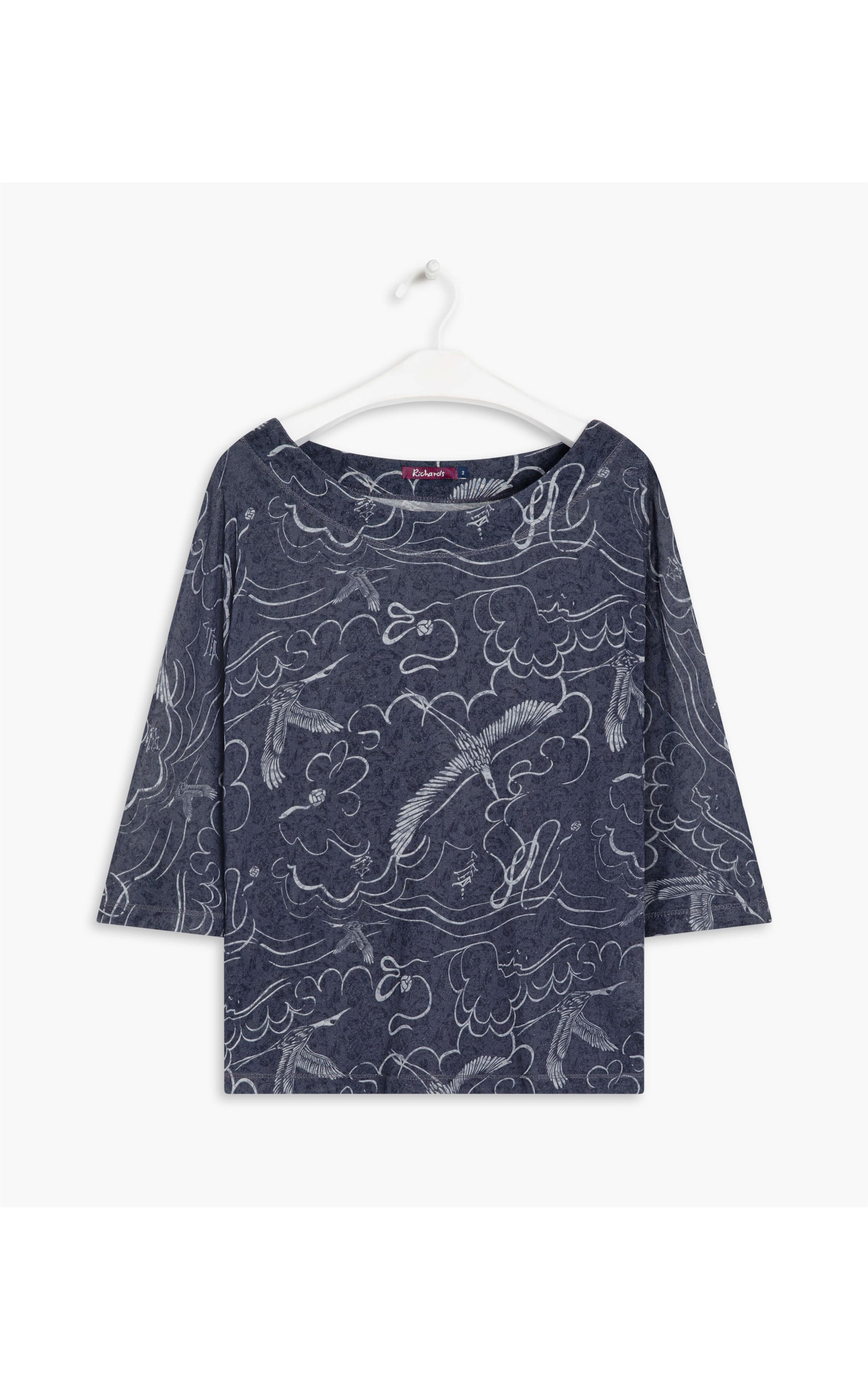 Blusa Linho  Lys Estampa Crane Preto