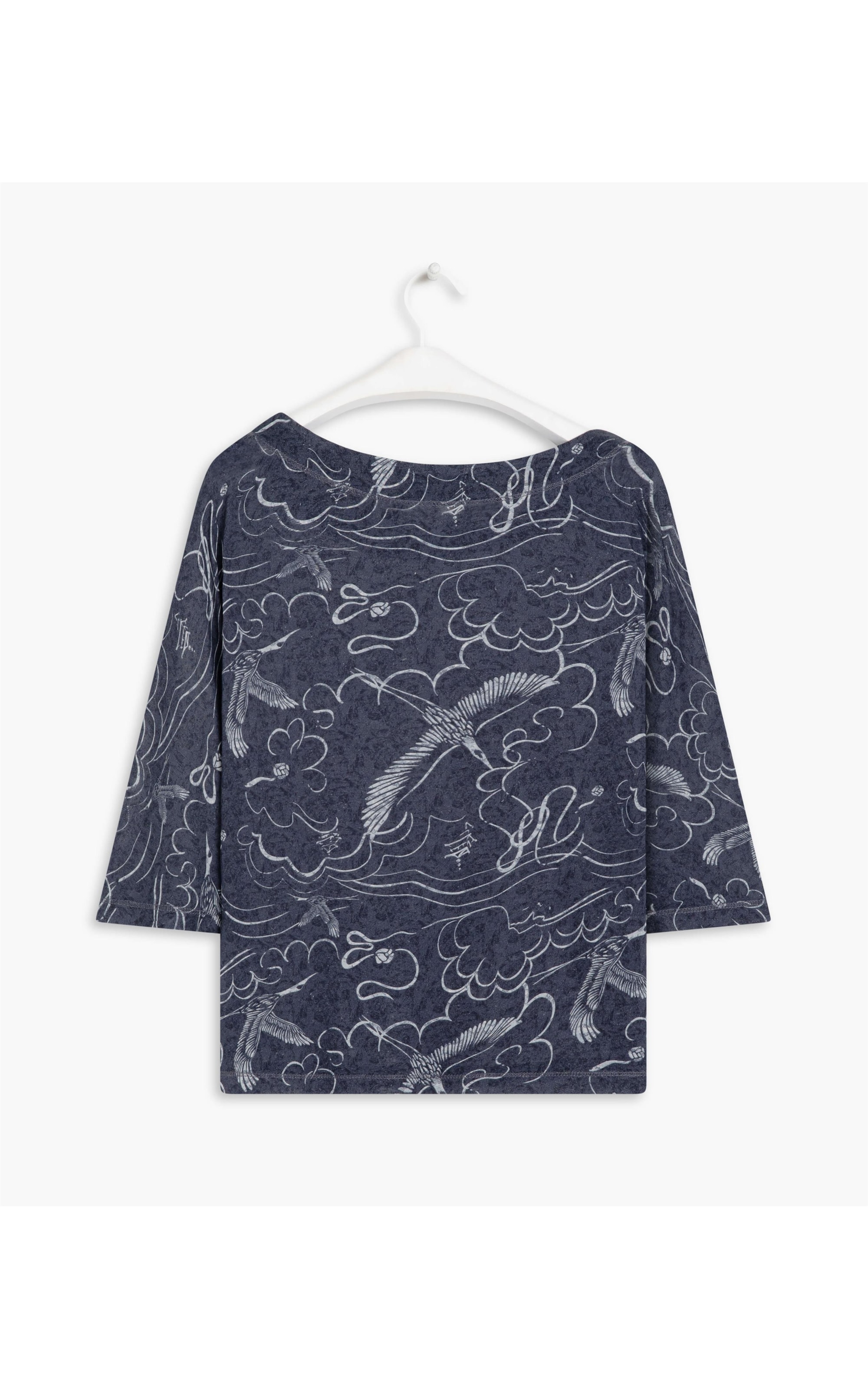Blusa Linho  Lys Estampa Crane Preto