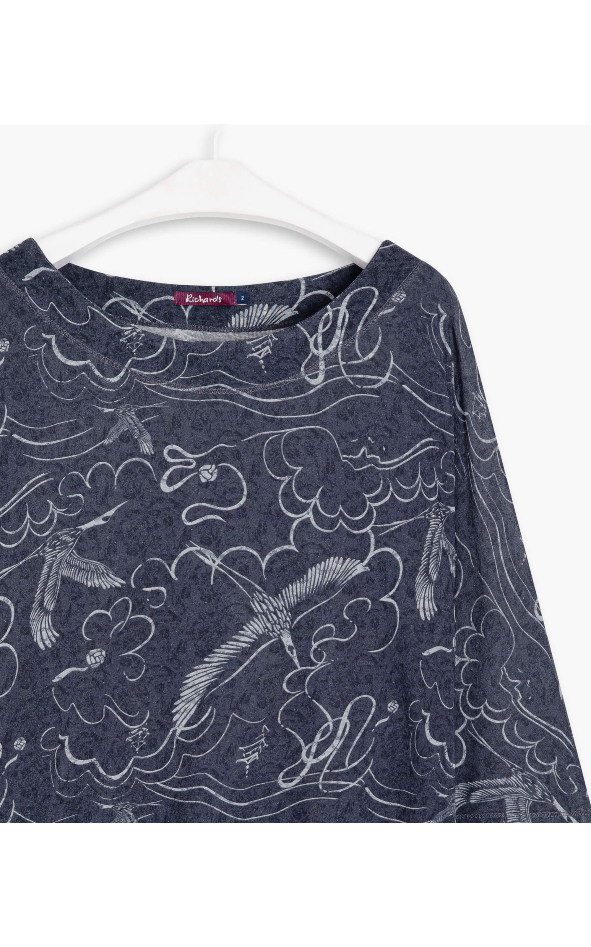 Blusa Linho  Lys Estampa Crane Preto