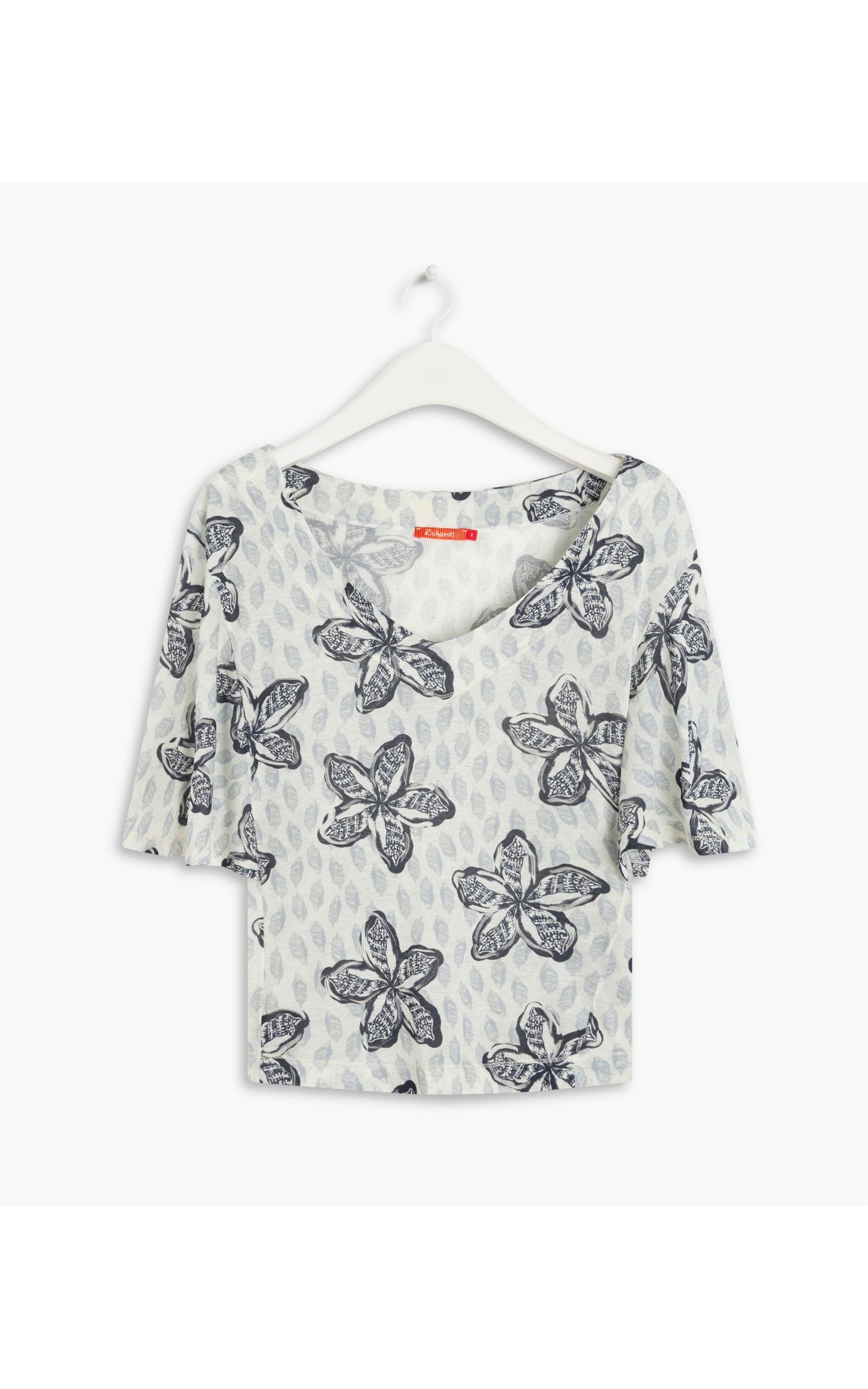 Blusa Linho  Mahity Estampa Flowershell Dark Navy