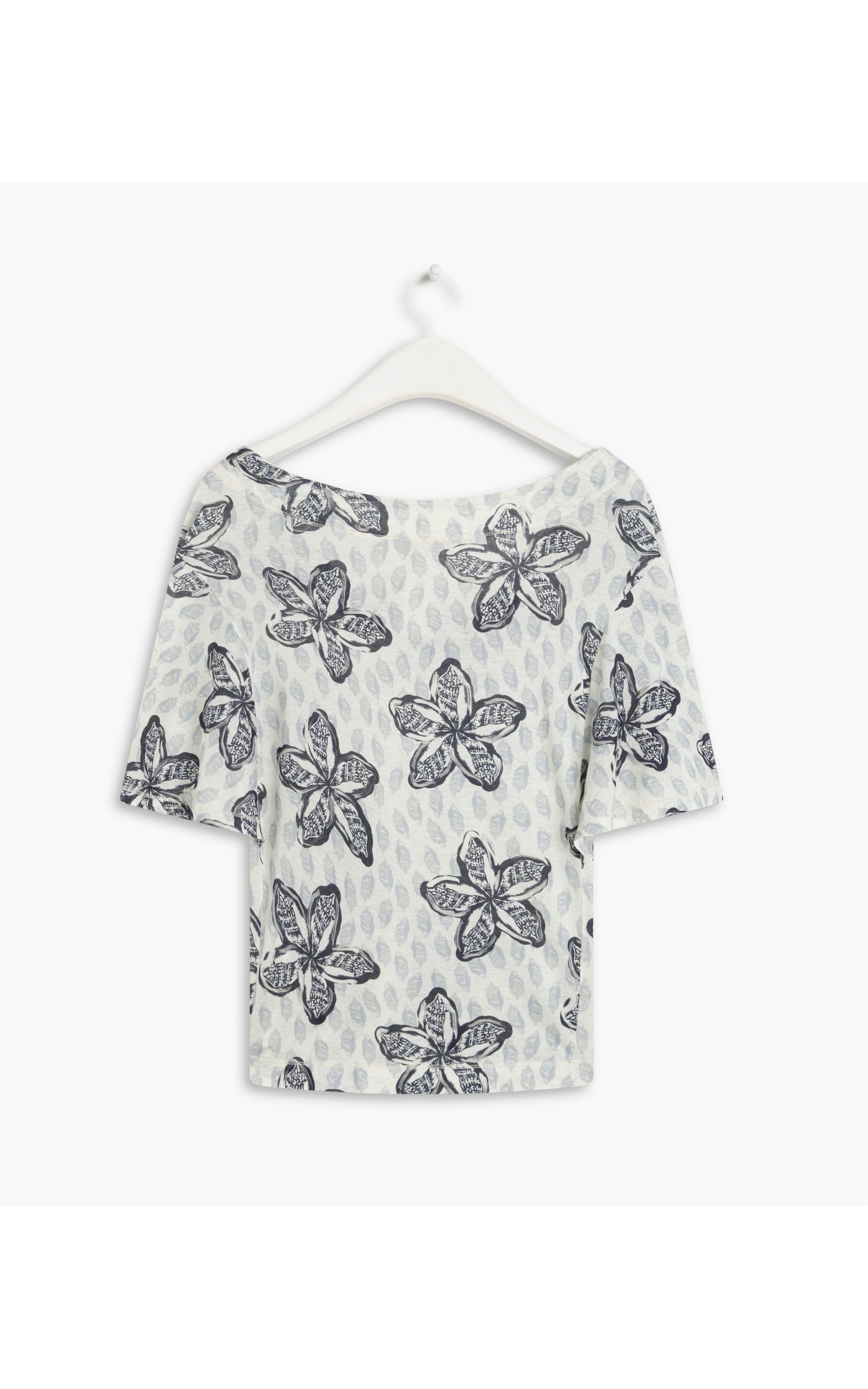 Blusa Linho  Mahity Estampa Flowershell Dark Navy