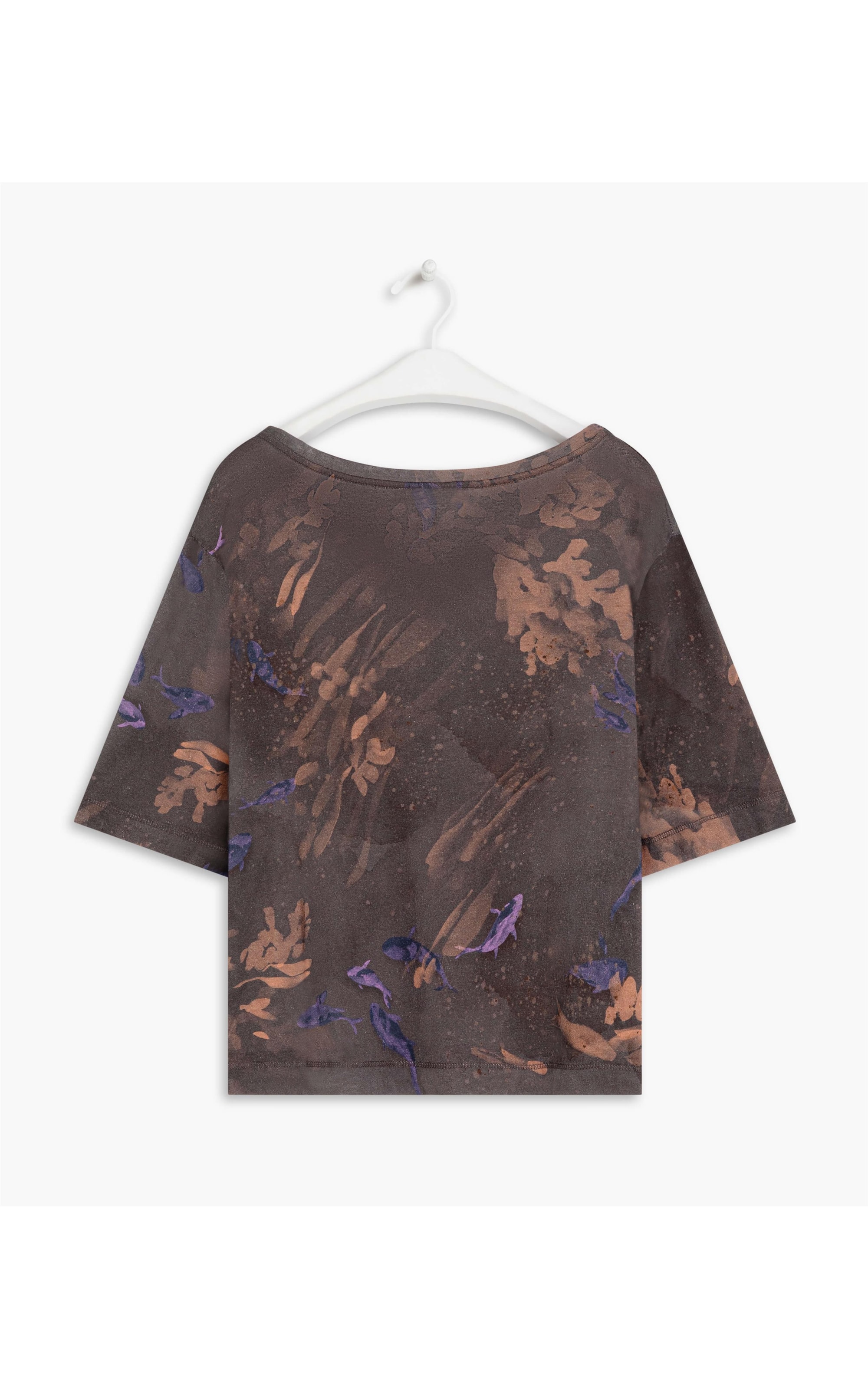 Blusa Linho  Mali Estampa Carpas Grafite