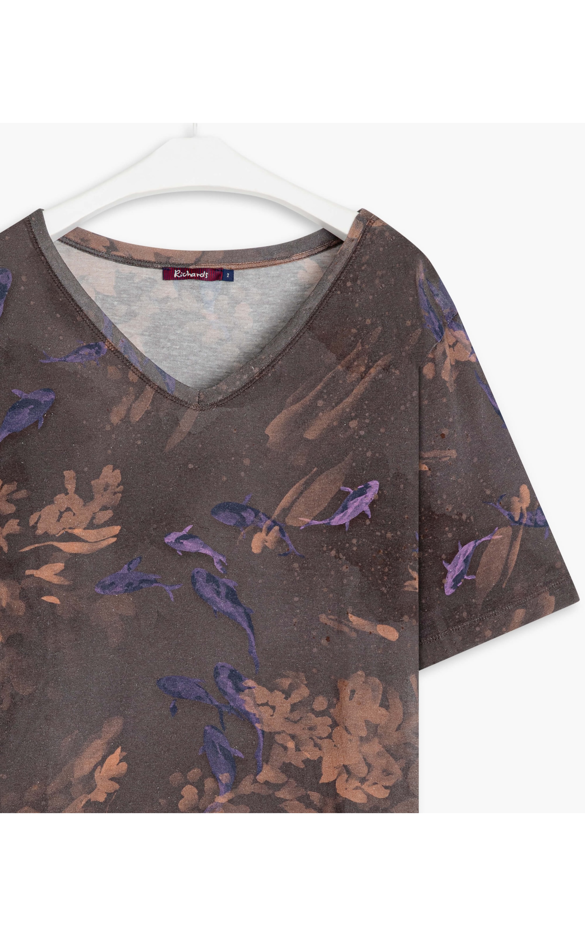 Blusa Linho  Mali Estampa Carpas Grafite
