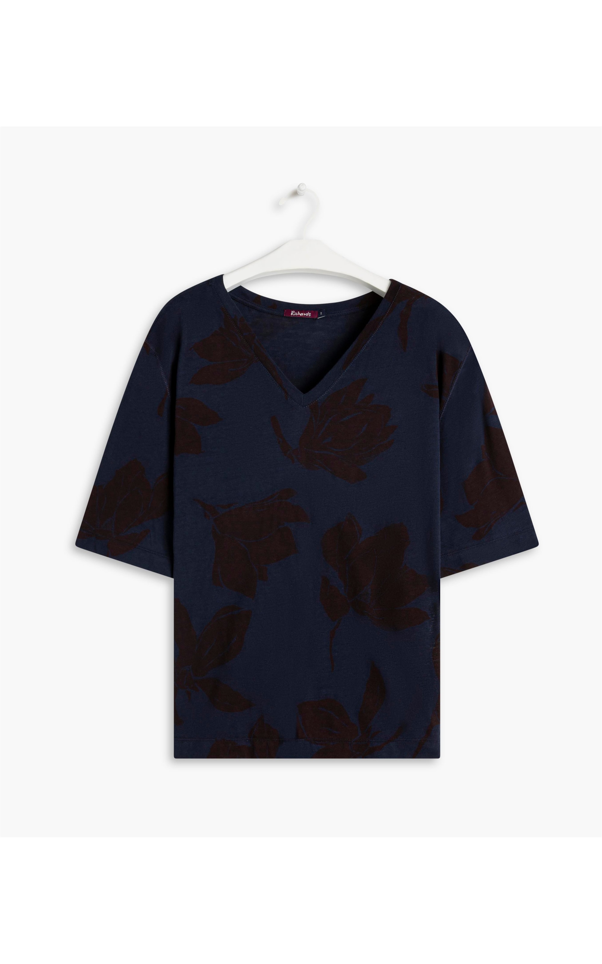 Blusa Linho  Mali Estampada Dark Navy