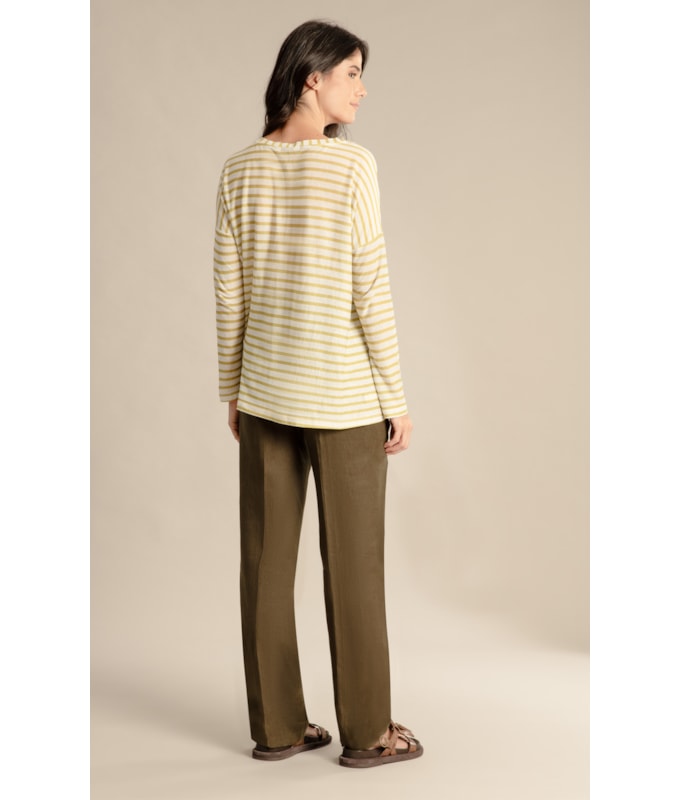 Blusa Linho  Manami Estampa Listrada Bamboo