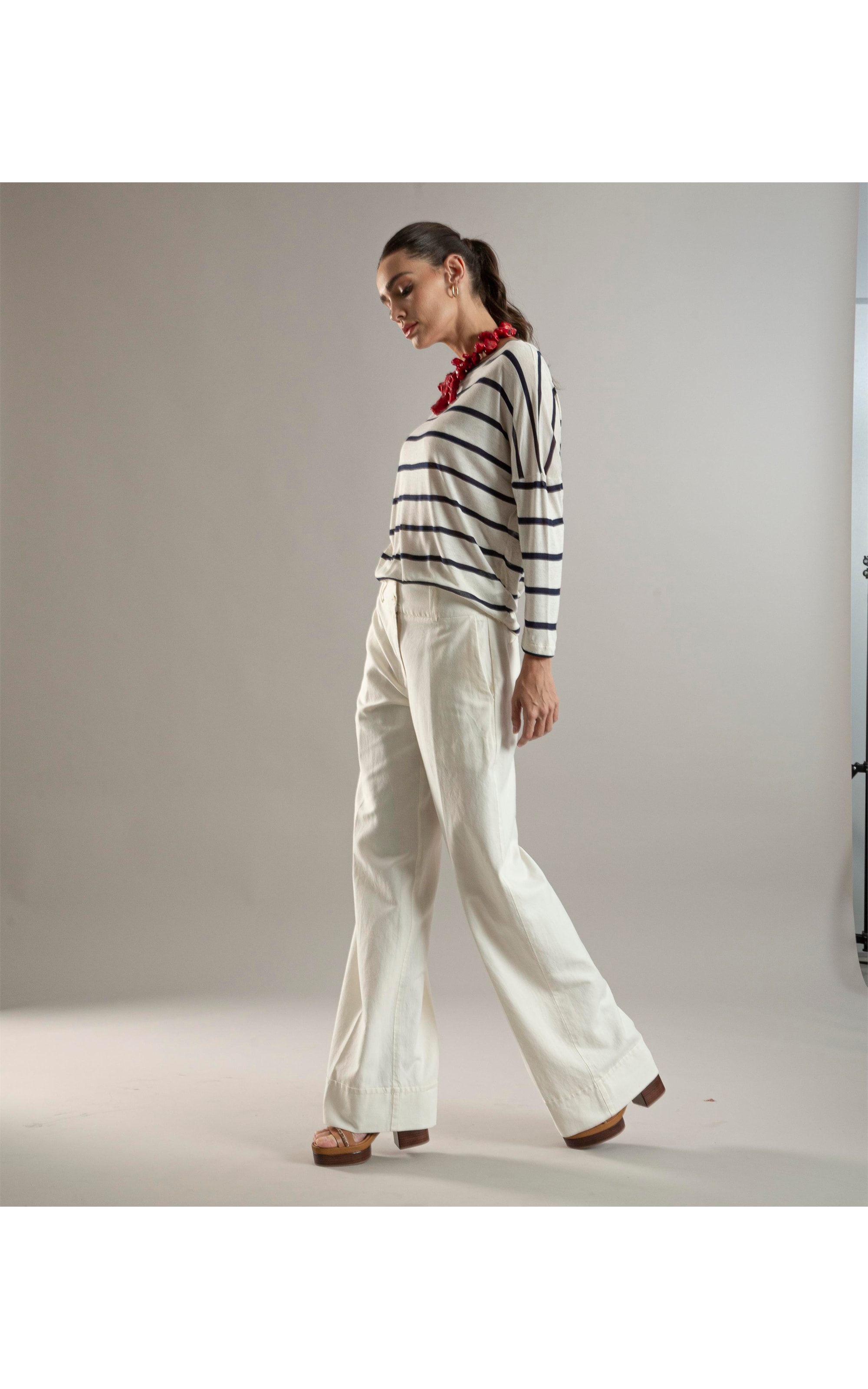 Blusa Linho  Manami Listrada Dark Navy