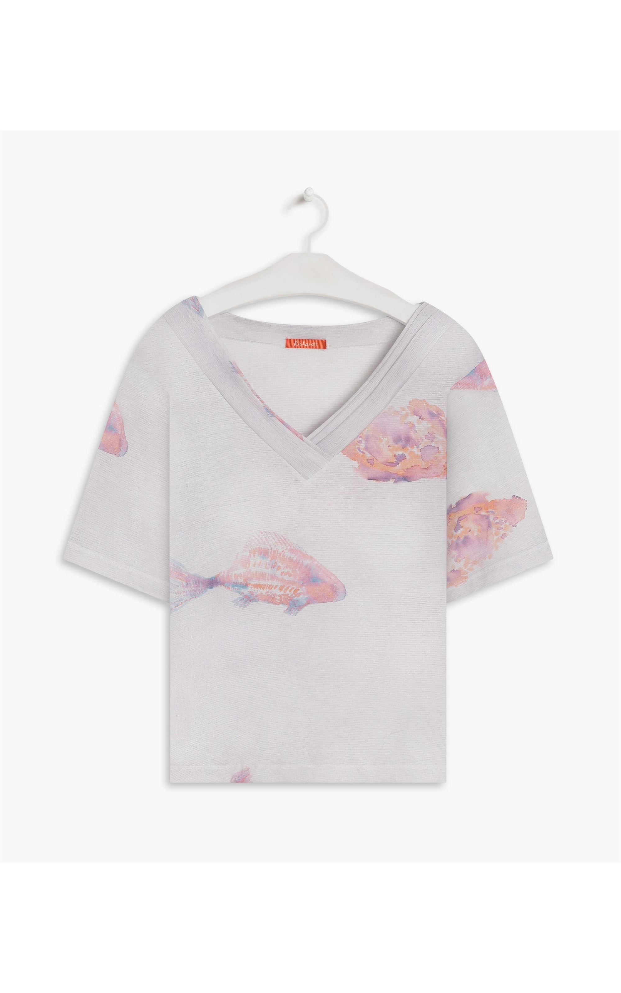 Blusa Linho  Marie Estampa Fish Silver
