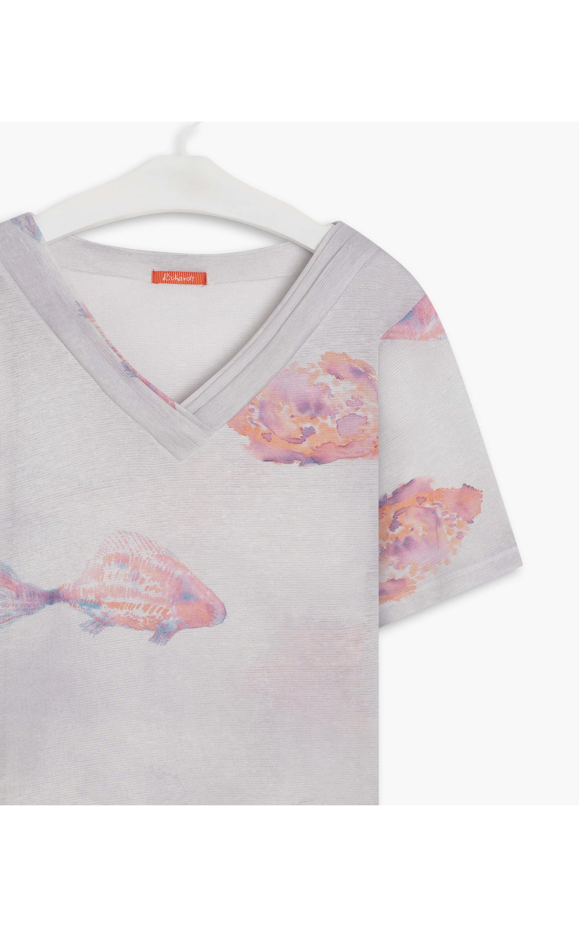 Blusa Linho  Marie Estampa Fish Silver