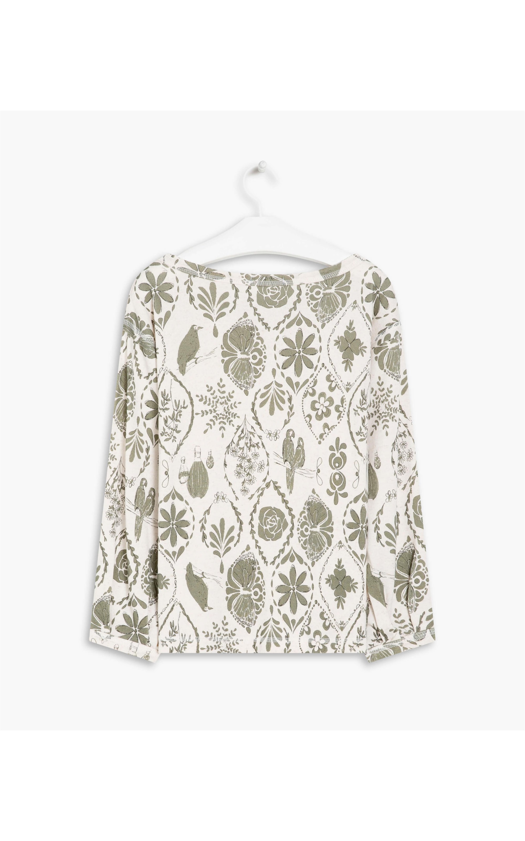 Blusa Linho  Meg Malhão Estampa Gotas Verde Militar