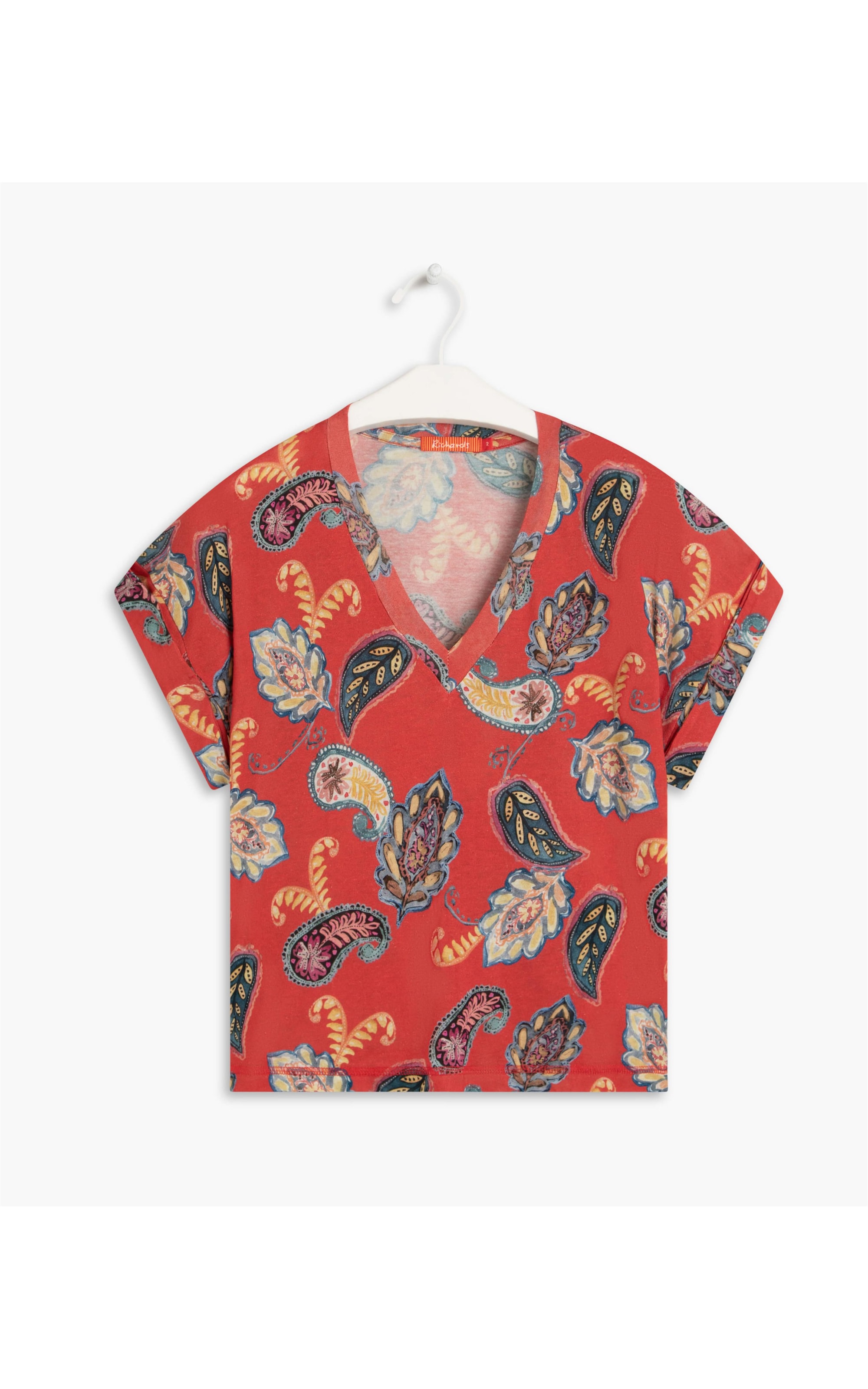 Blusa Linho  Milles Est Paisley Cereja