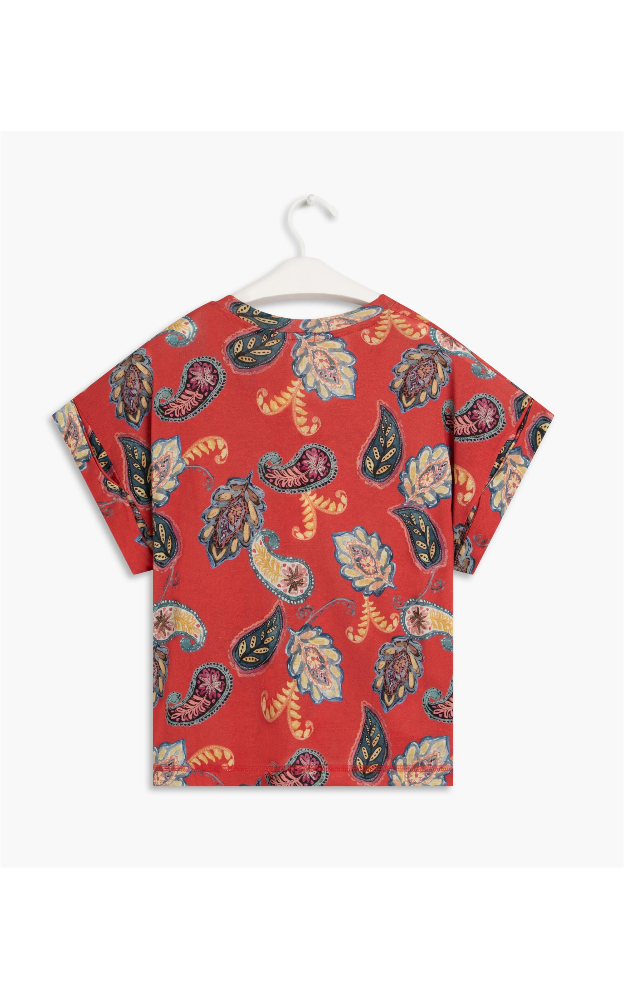 Blusa Linho  Milles Est Paisley Cereja