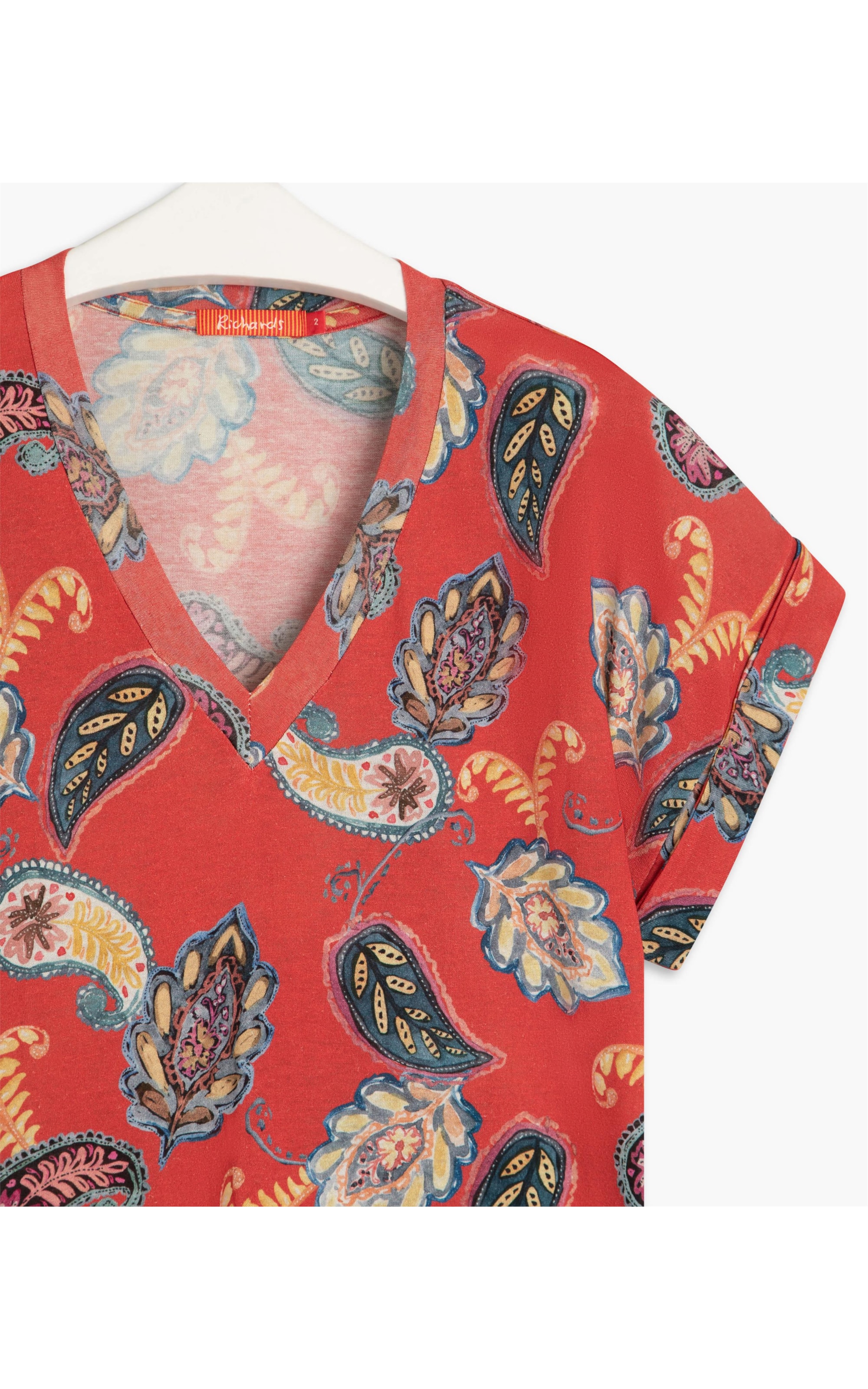 Blusa Linho  Milles Est Paisley Cereja