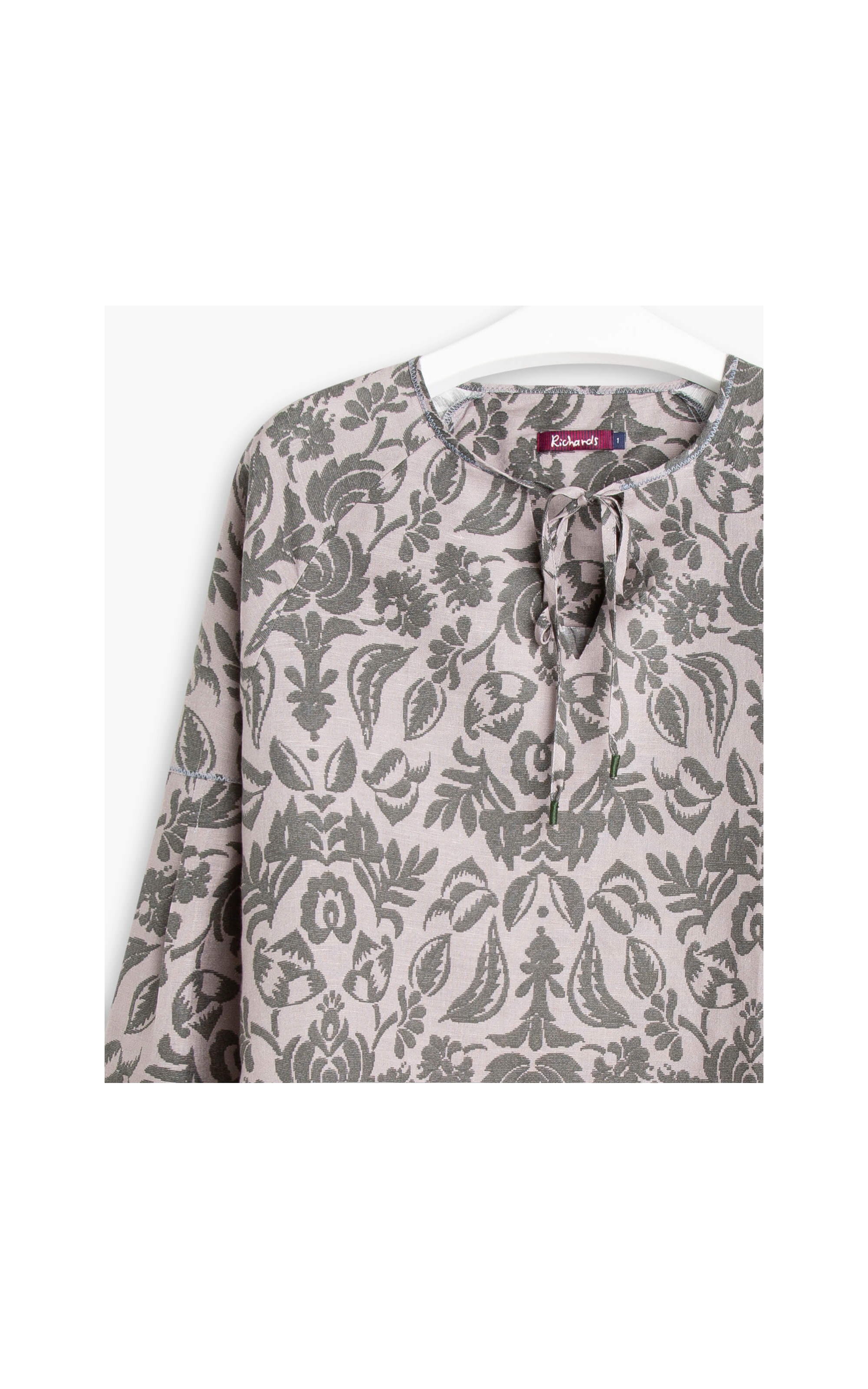 Blusa Linho  Misty Ikat Frida Verde Militar