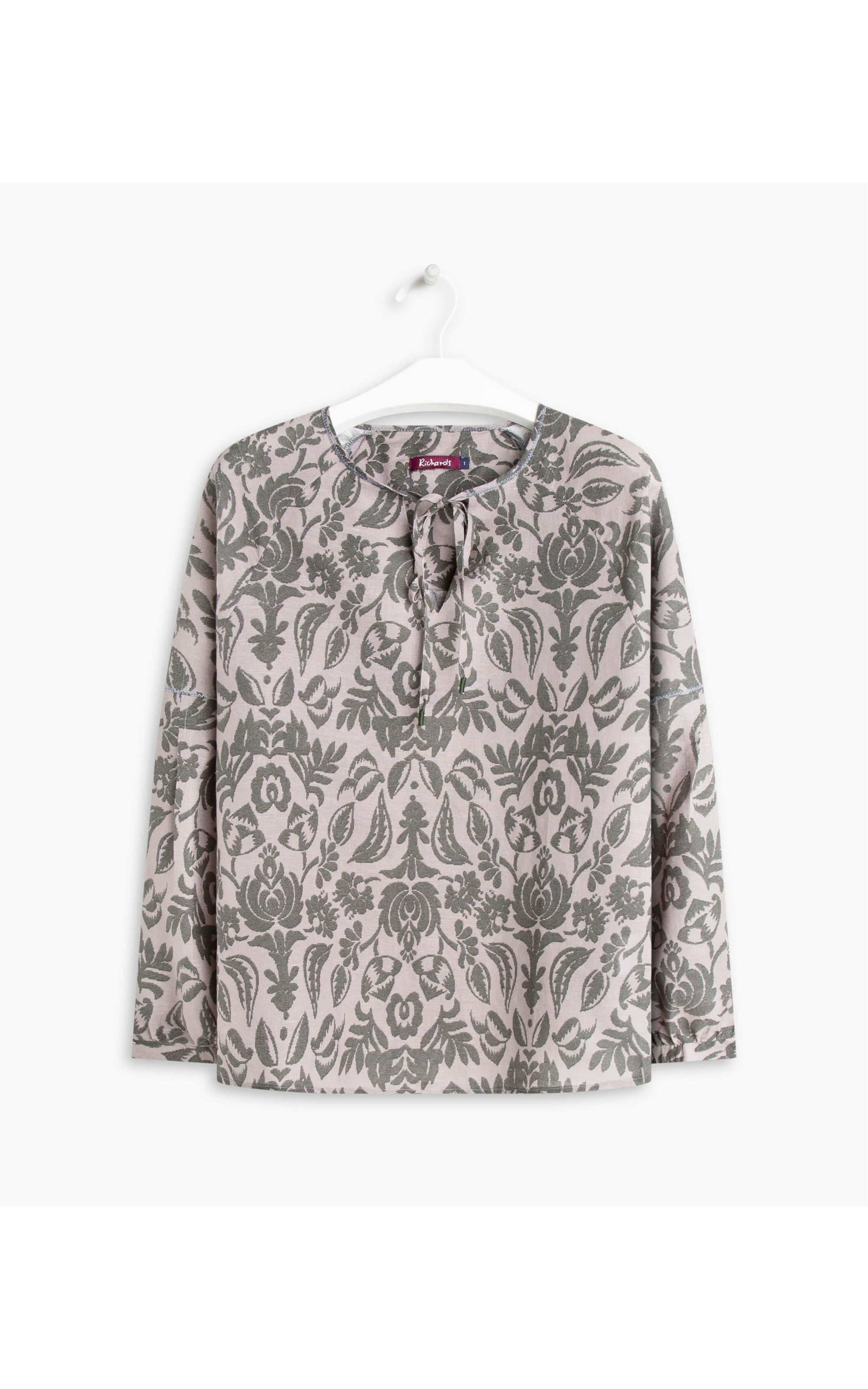 Blusa Linho  Misty Ikat Frida Verde Militar