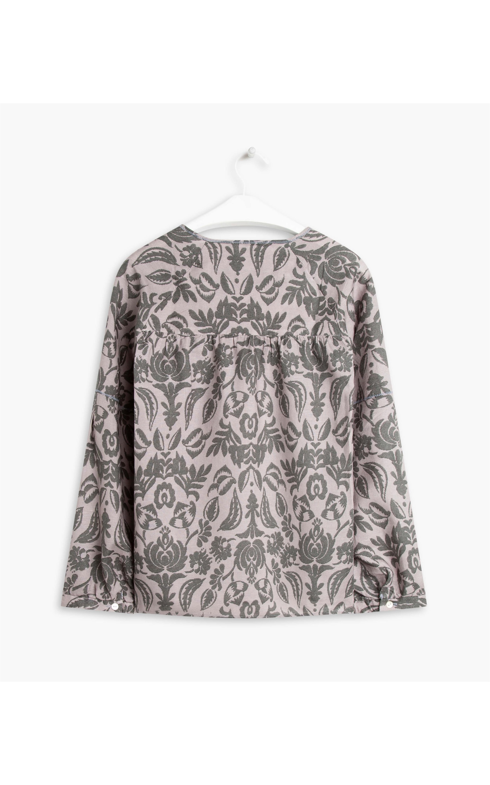 Blusa Linho  Misty Ikat Frida Verde Militar