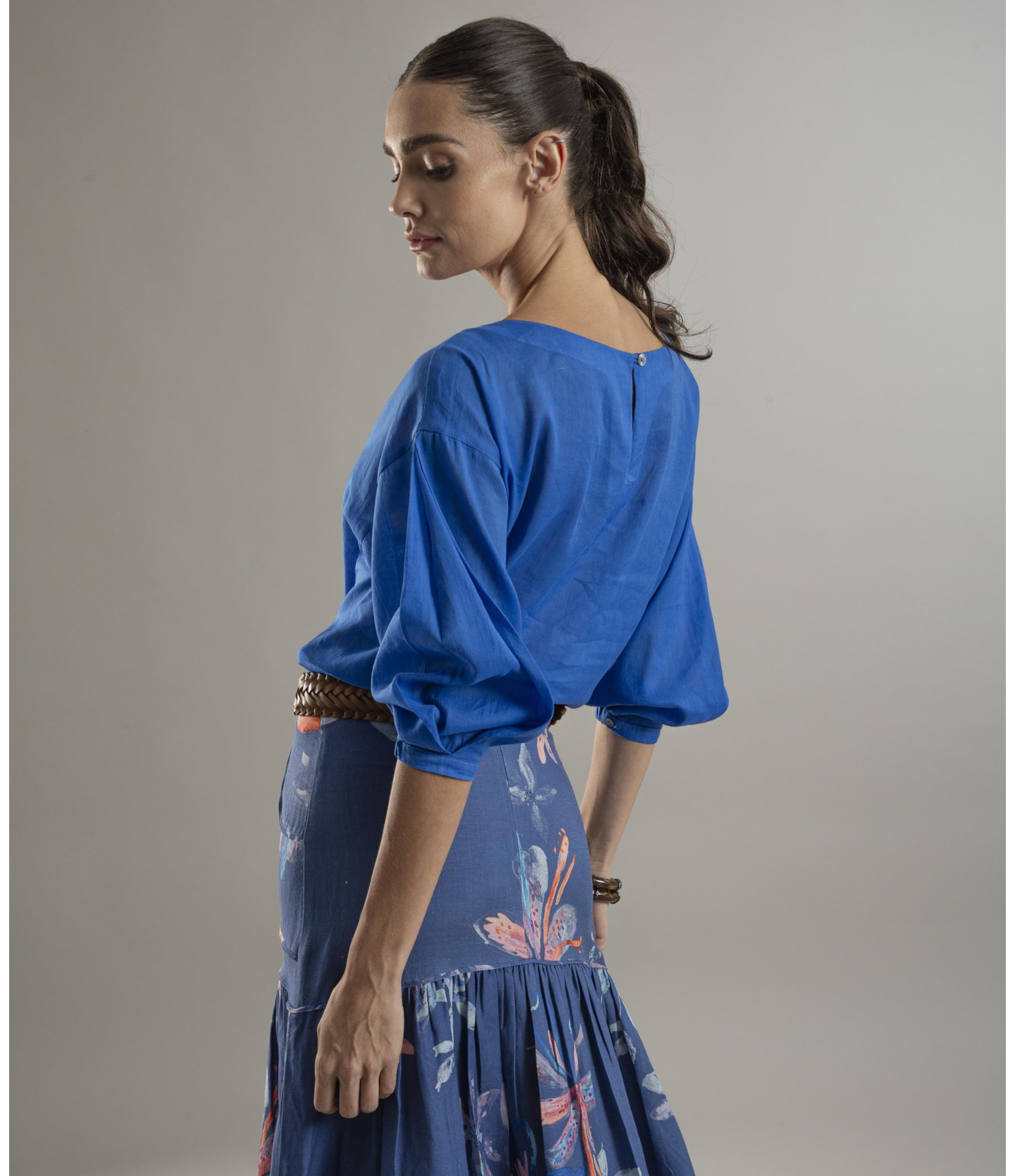 Blusa Linho Nalu Azul Bic