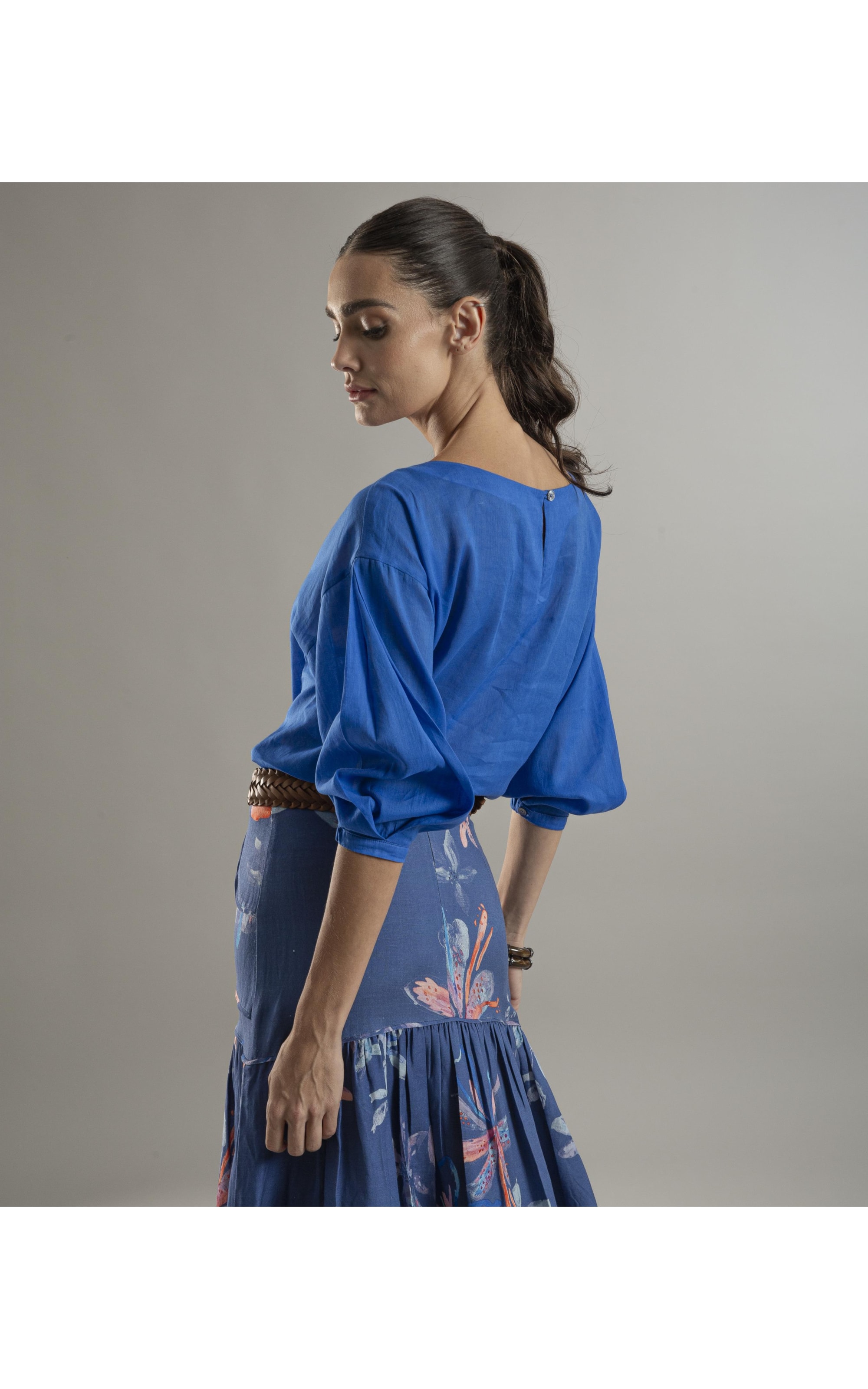 Blusa Linho Nalu Azul Bic