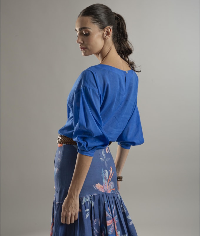 Blusa Linho Nalu Azul Bic