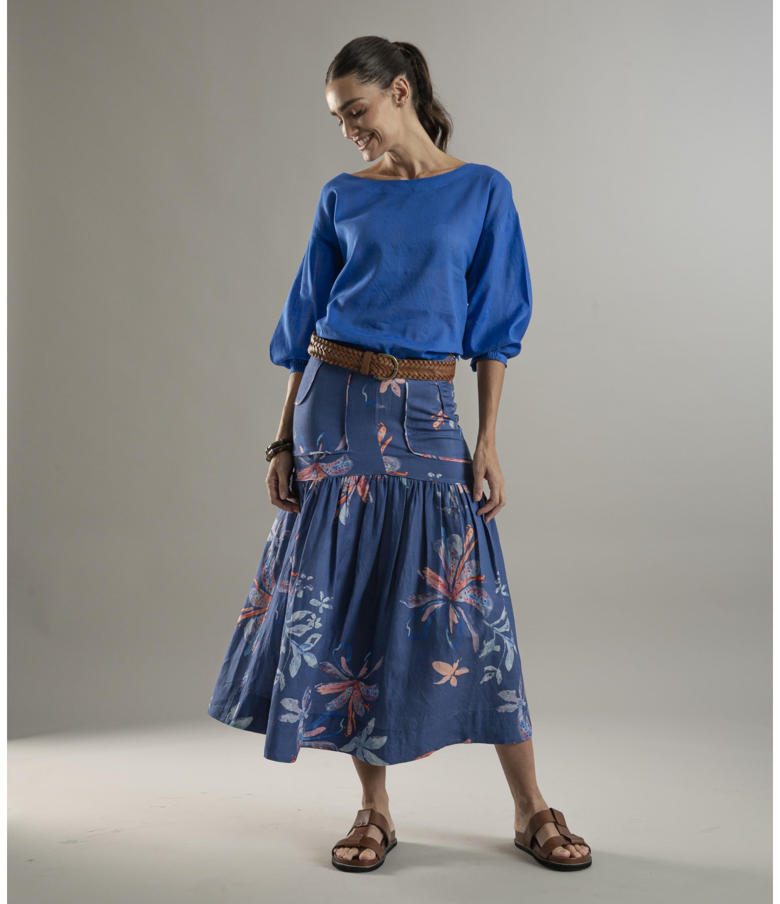 Blusa Linho Nalu Azul Bic