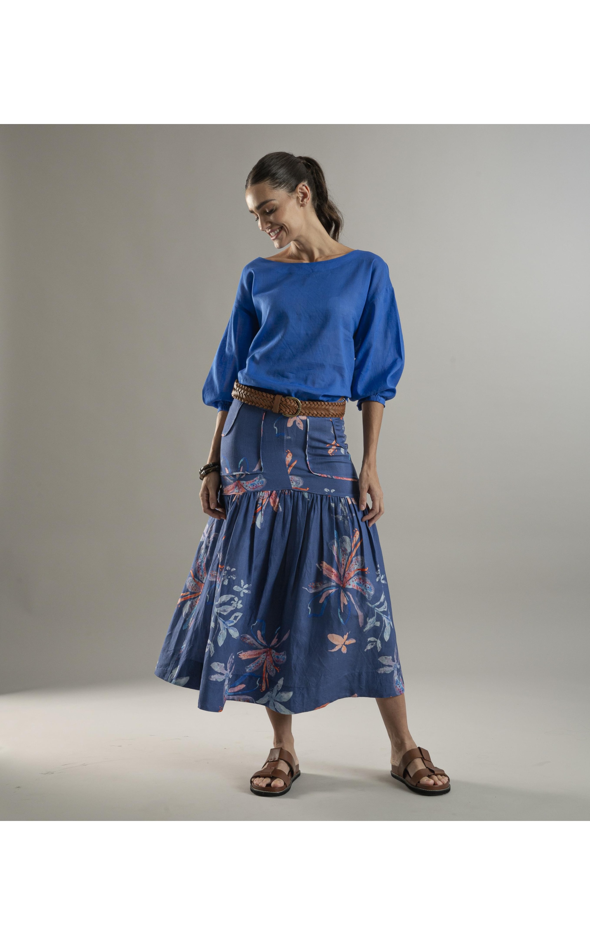 Blusa Linho Nalu Azul Bic