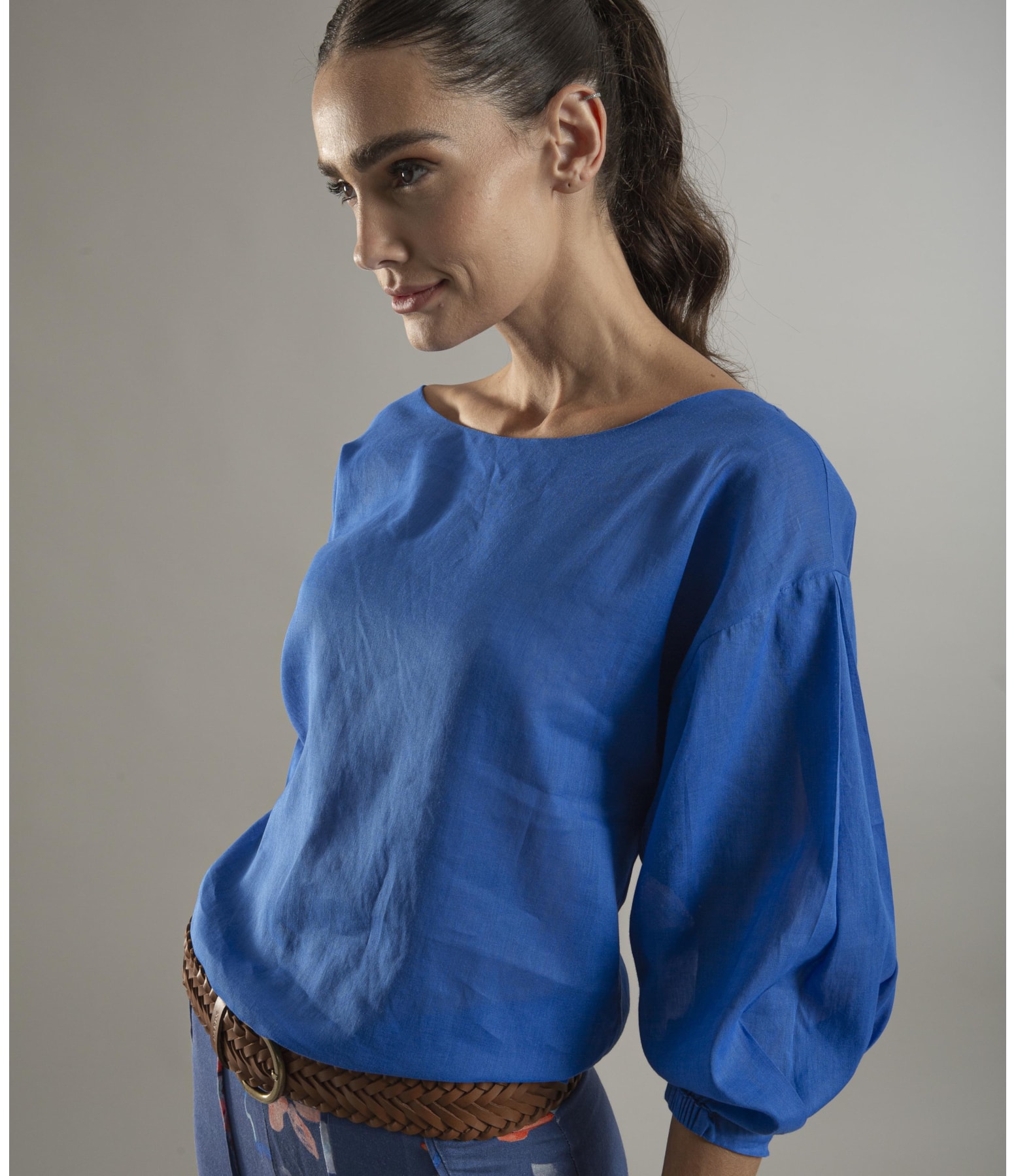 Blusa Linho Nalu Azul Bic